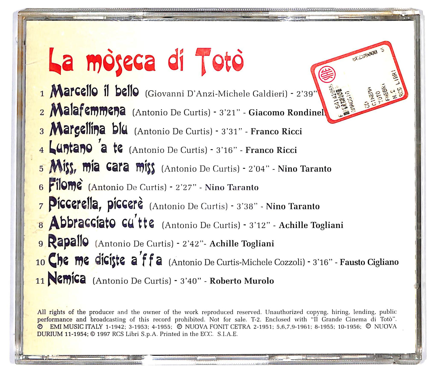 EBOND Various - La Moseca Di Toto CD CD130316