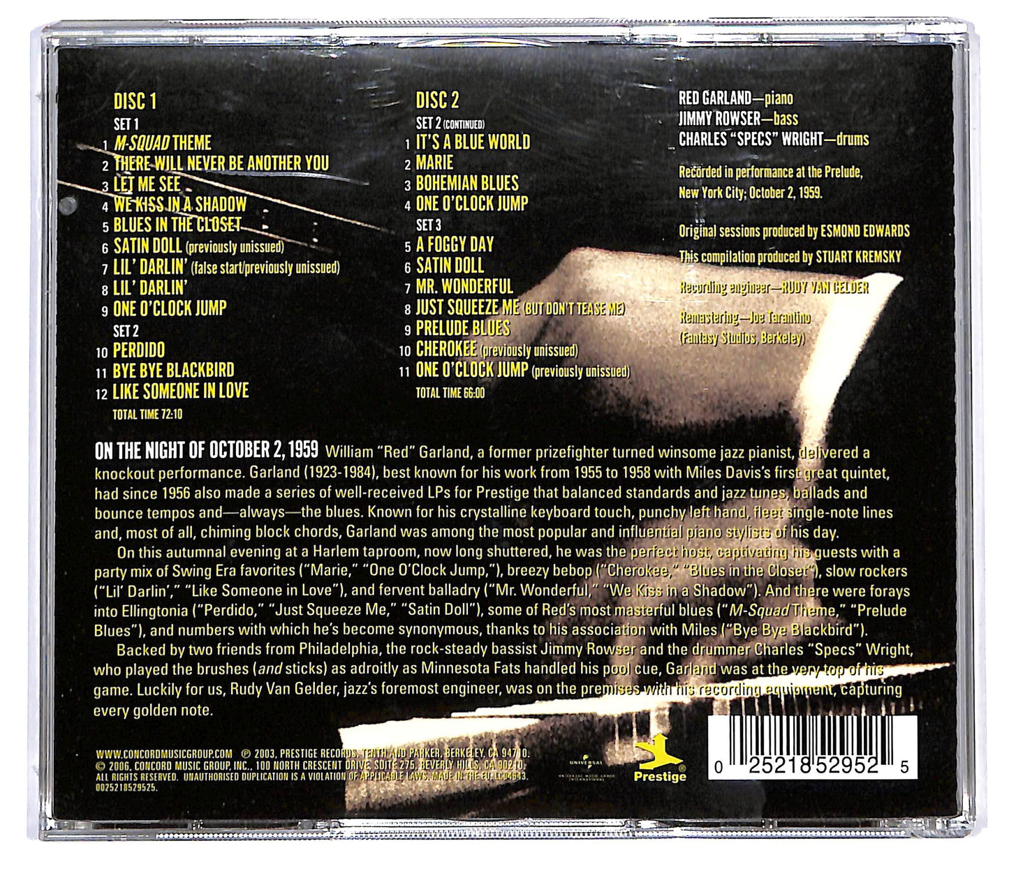 EBOND The Red Garland Trio - Red Garland Trio At The Prelude CD CD130546