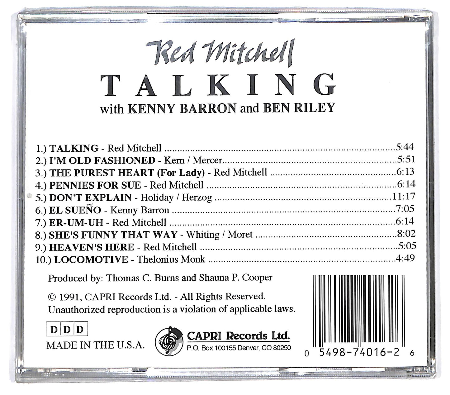 EBOND Red Mitchell With Kenny Barron And Ben Riley - Talking CD CD130623