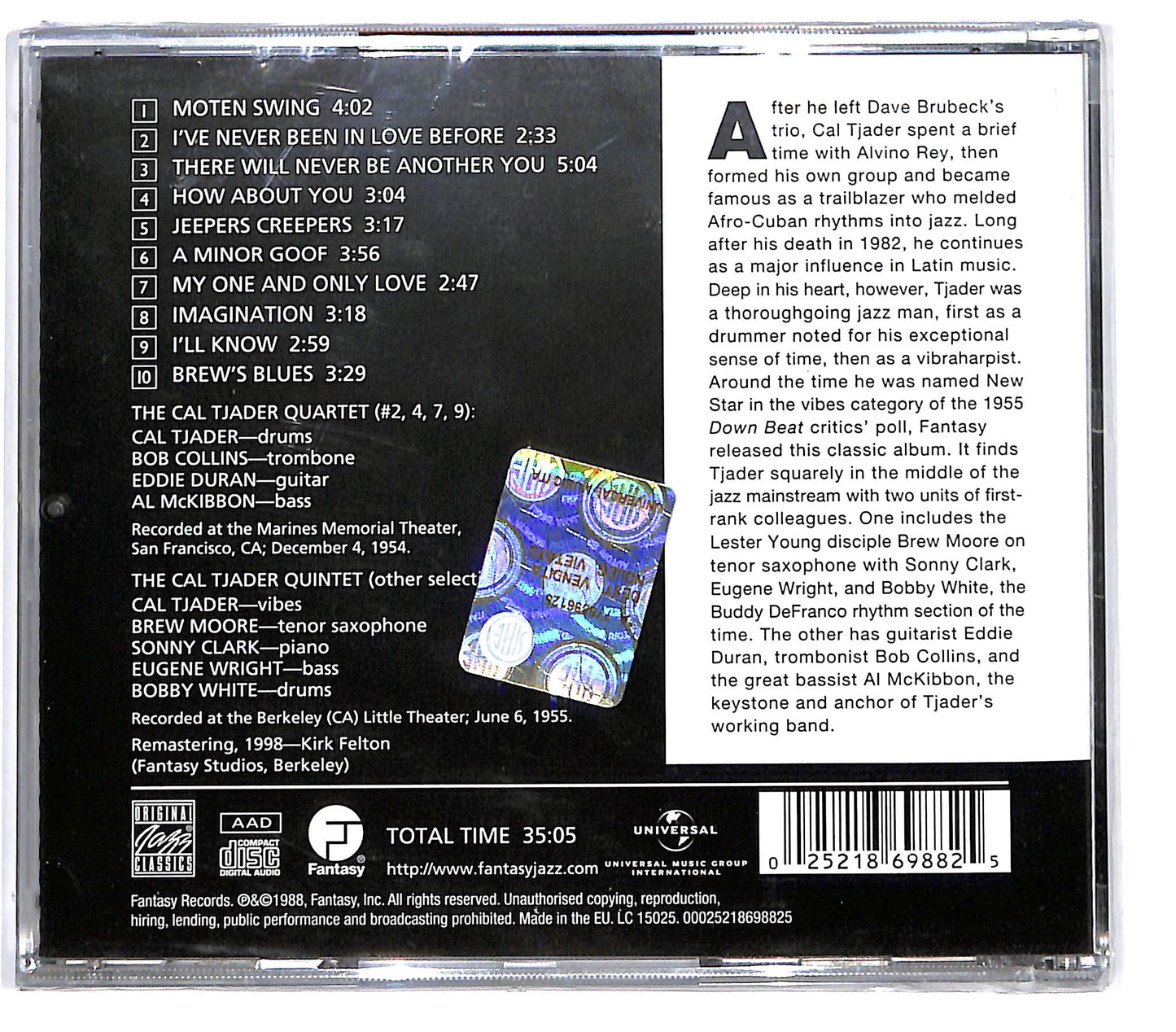 EBOND Cal Tjader Quintet & Quartet - Tjader Plays Tjazz CD CD130638