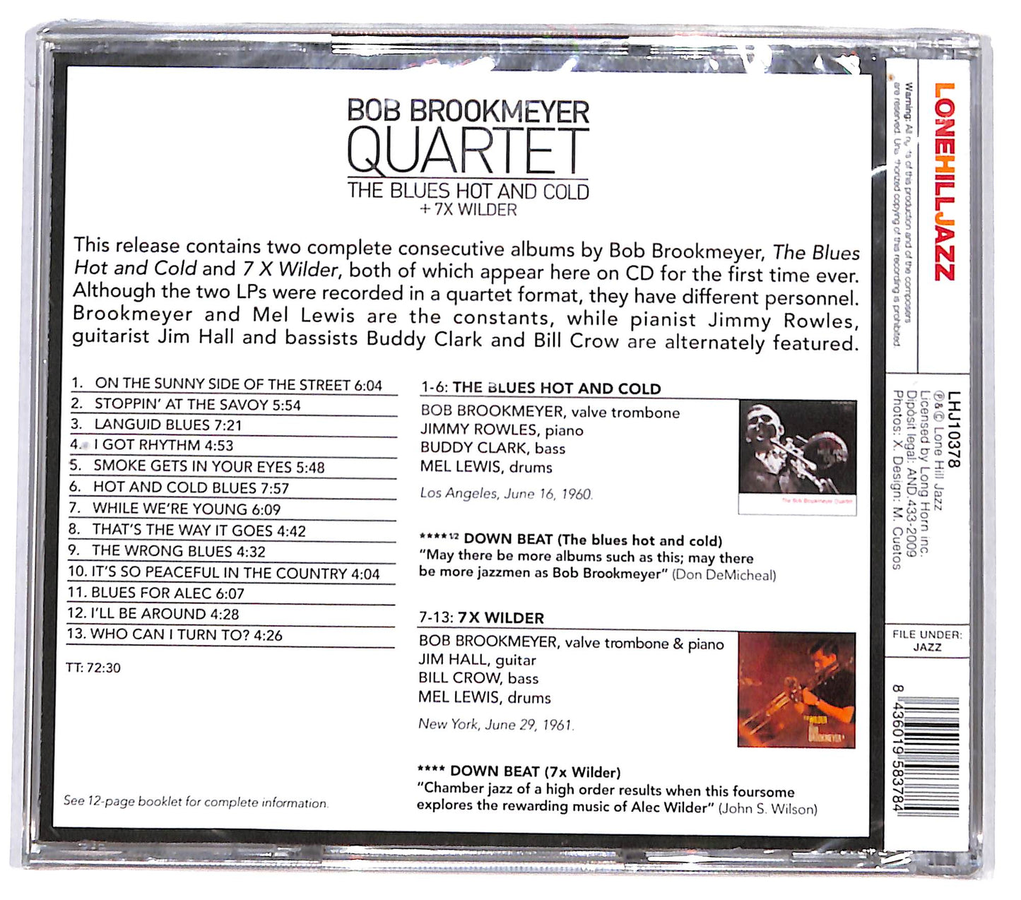 EBOND The Bob Brookmeyer Quartet - Blues Hot And Cold + 7X Wilder CD CD130763