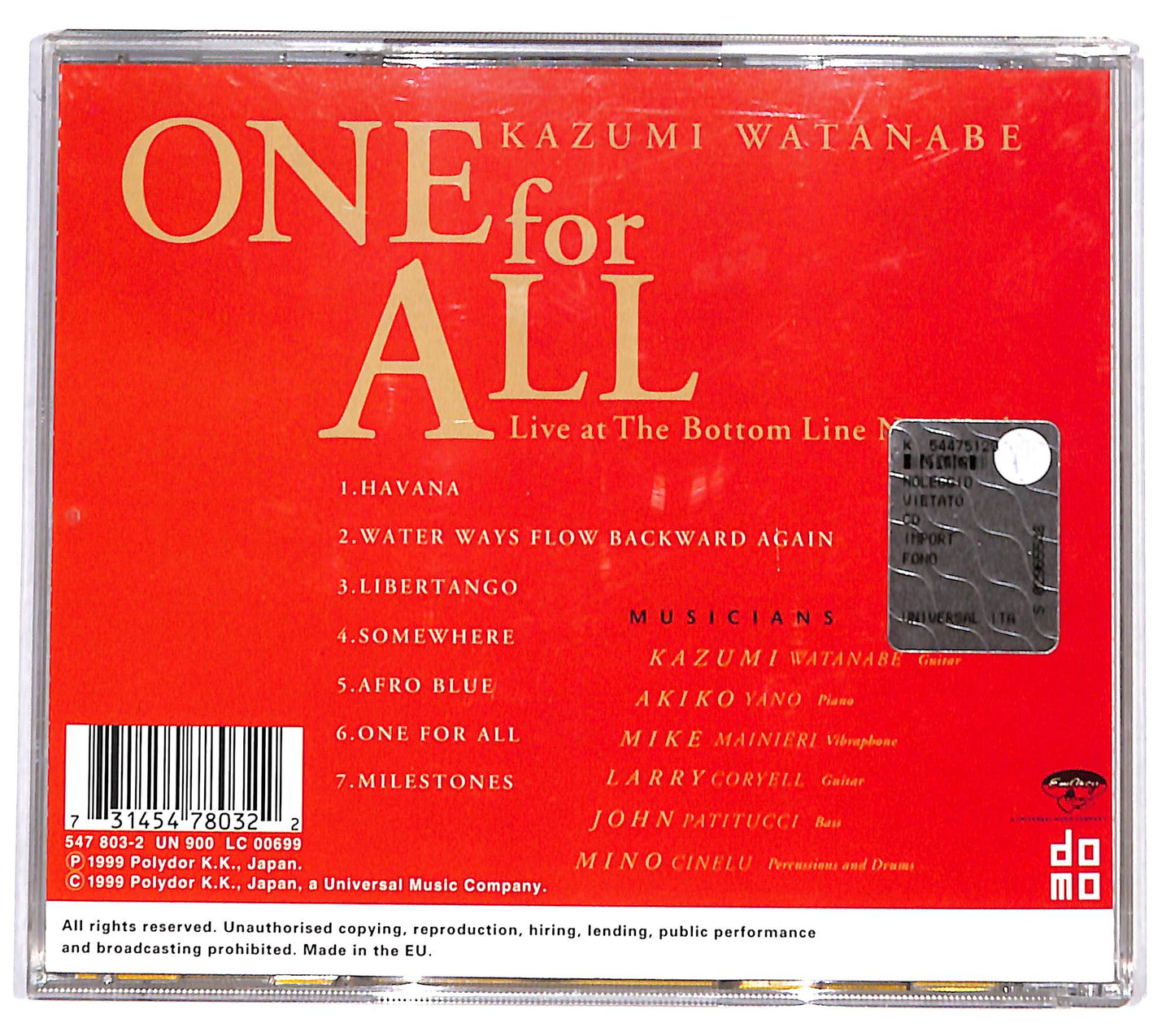 EBOND Kazumi Watanabe - One For All CD CD130902