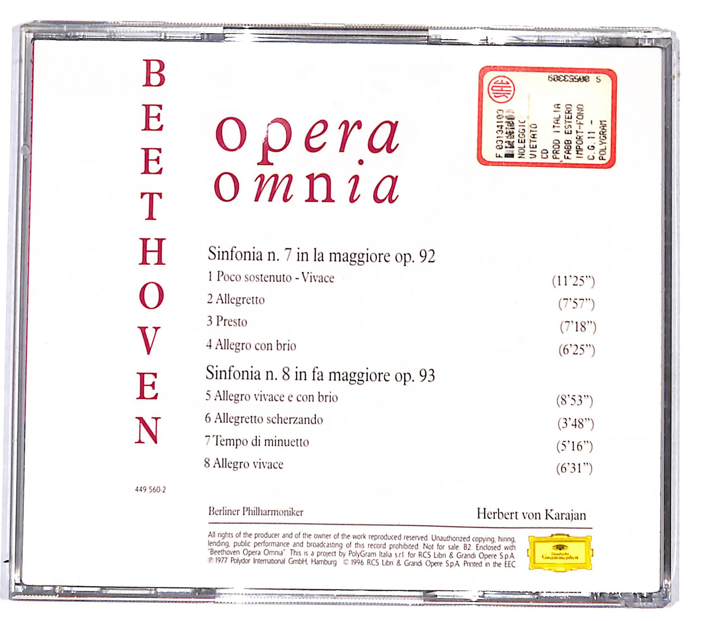 EBOND Beethoven - Sinfonia N.7 - Sinfonia N.8 EDITORIALE CD CD131227