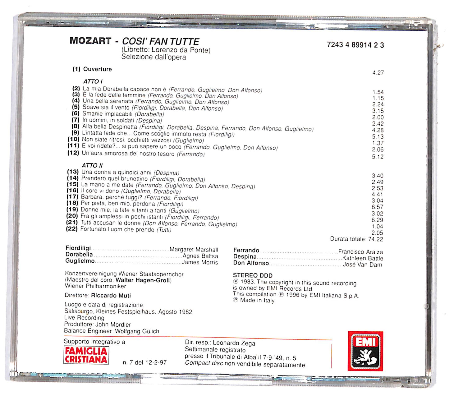 EBOND Mozart -Cosi Fan Tutte (Le Pagine Piu Belle) EDITORIALE CD CD131315
