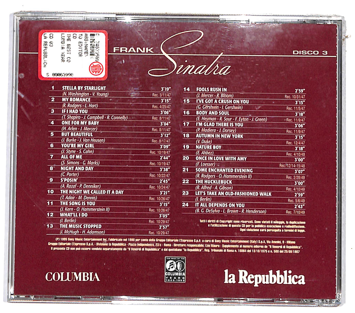 EBOND Frank Sinatra - The Best Of The Columbia Years 1943-1952 CD CD131325