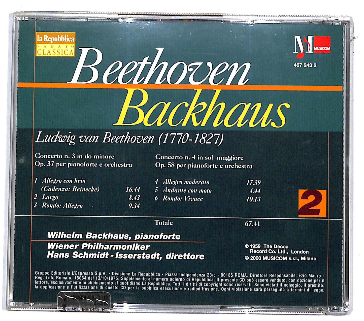 EBOND Beethoven -concerti per pianoforte e orchestra n.3-4 CD CD131330
