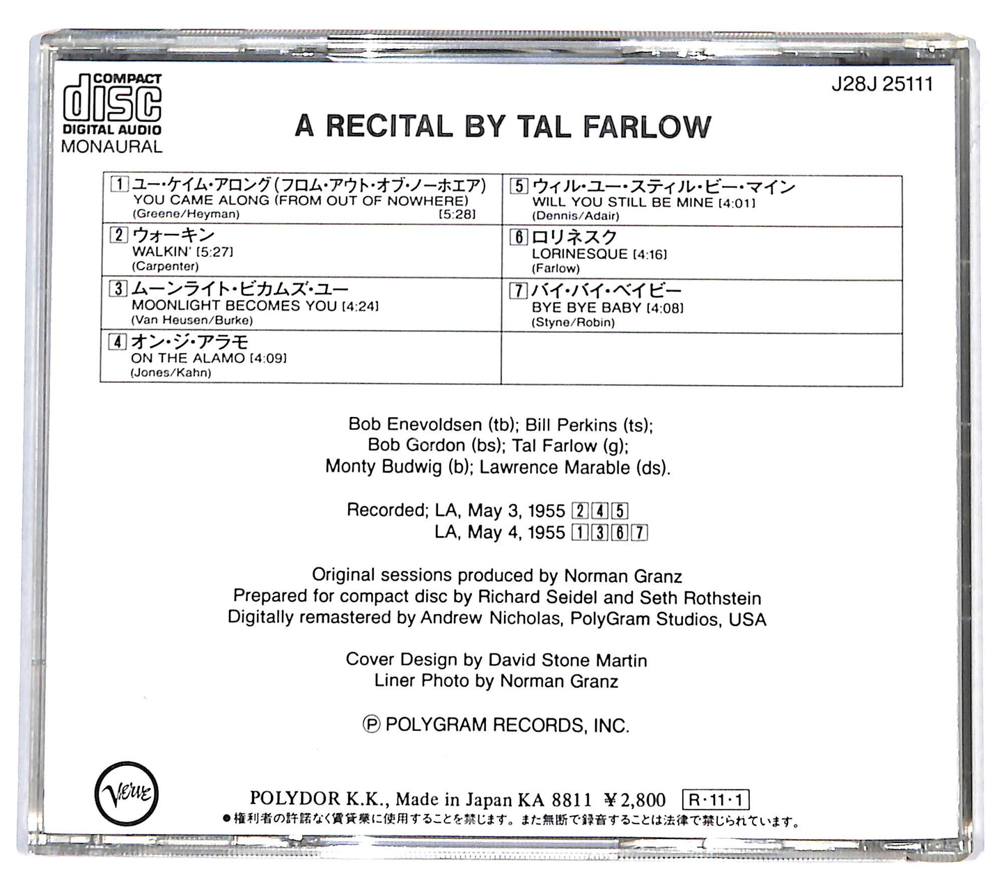 EBOND Tal Farlow - A Recital By Tal Farlow CD CD131432