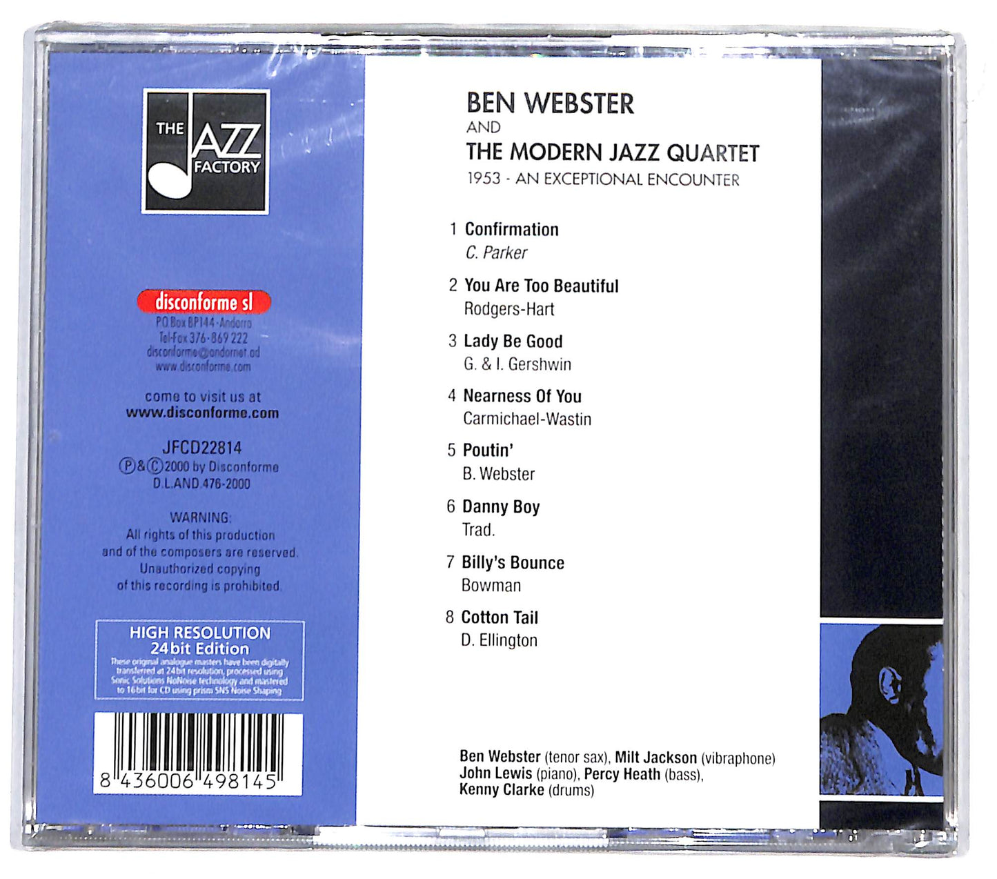 EBOND Ben Webster And The Modern Jazz Quartet 1953 CD CD131608