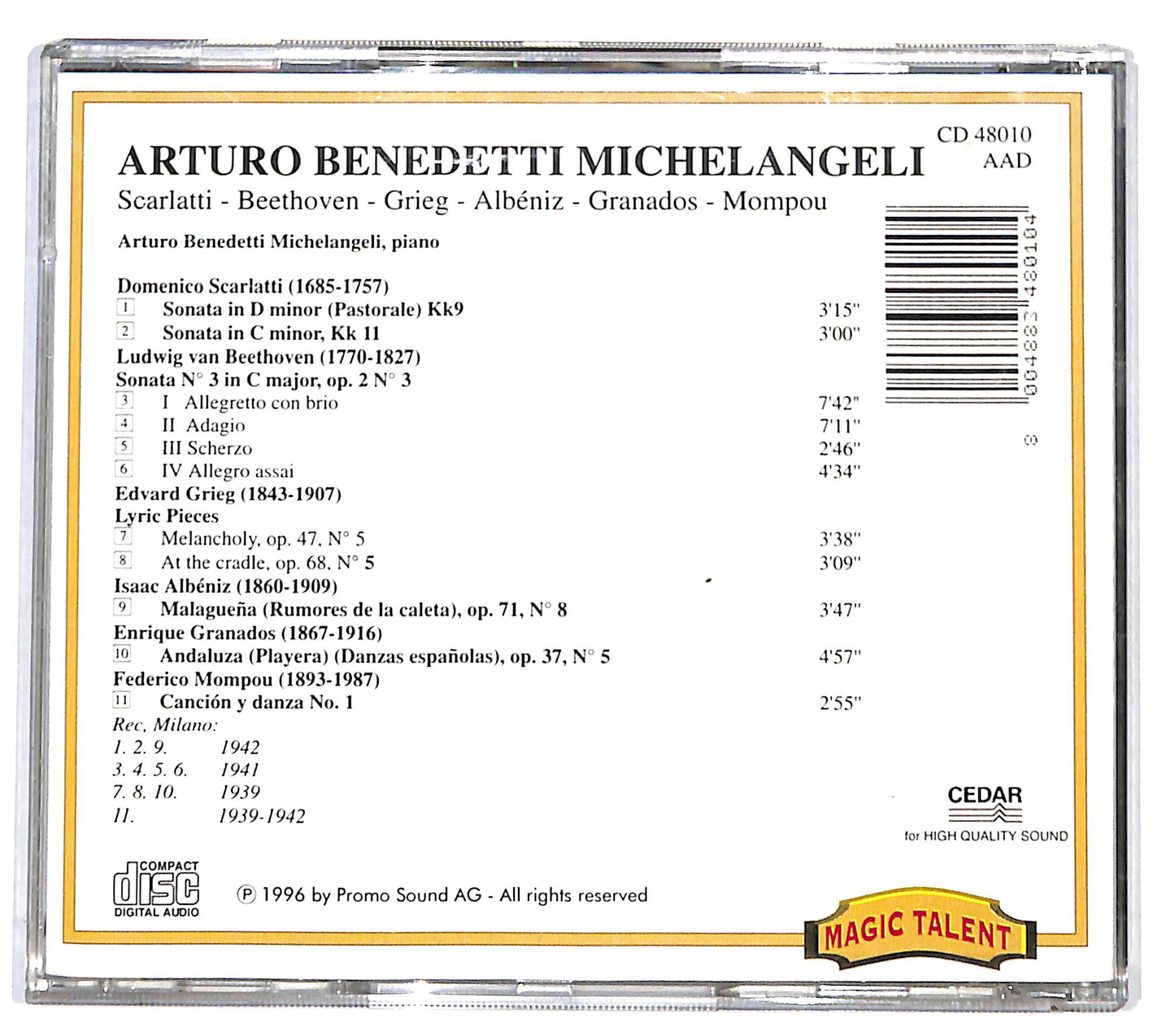 EBOND Arturo Benedetti Michelangeli - Arturo Benedetti Michelangeli CD CD131714