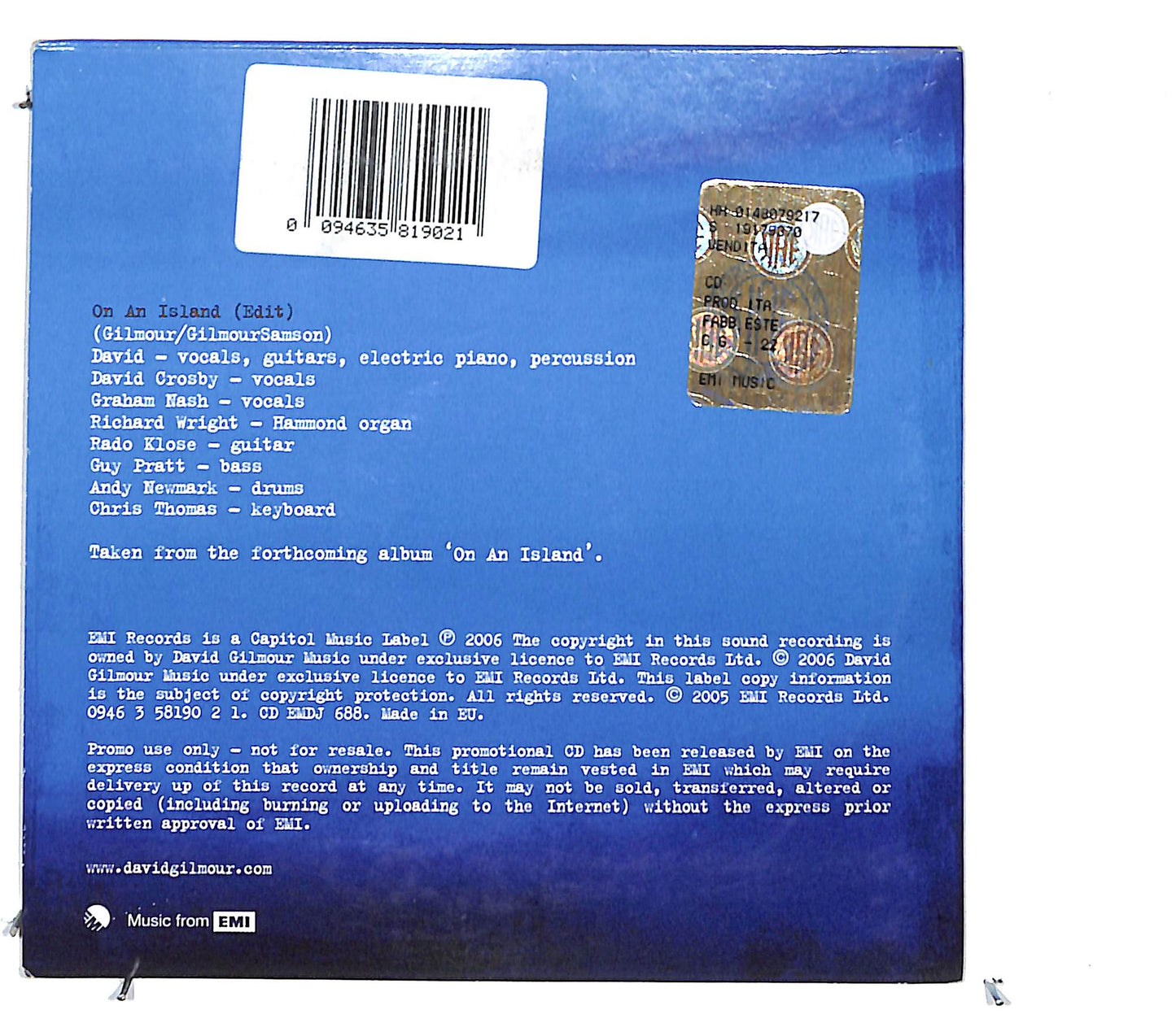 EBOND David Gilmour - On An Island CD CD131747