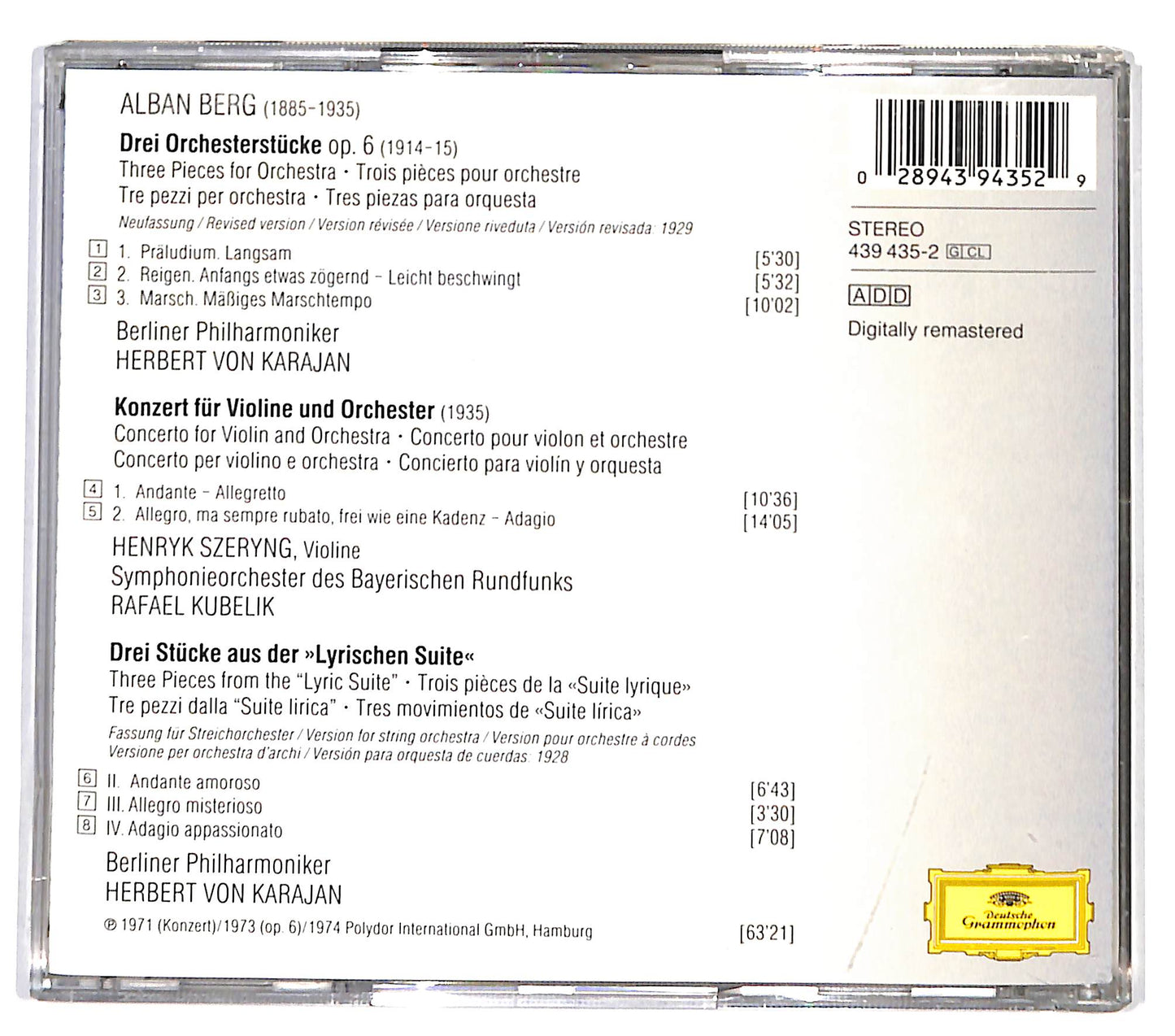 EBOND Berg - Violinkonzert · 3 Orchesterstucke Op. 6 CD CD131850