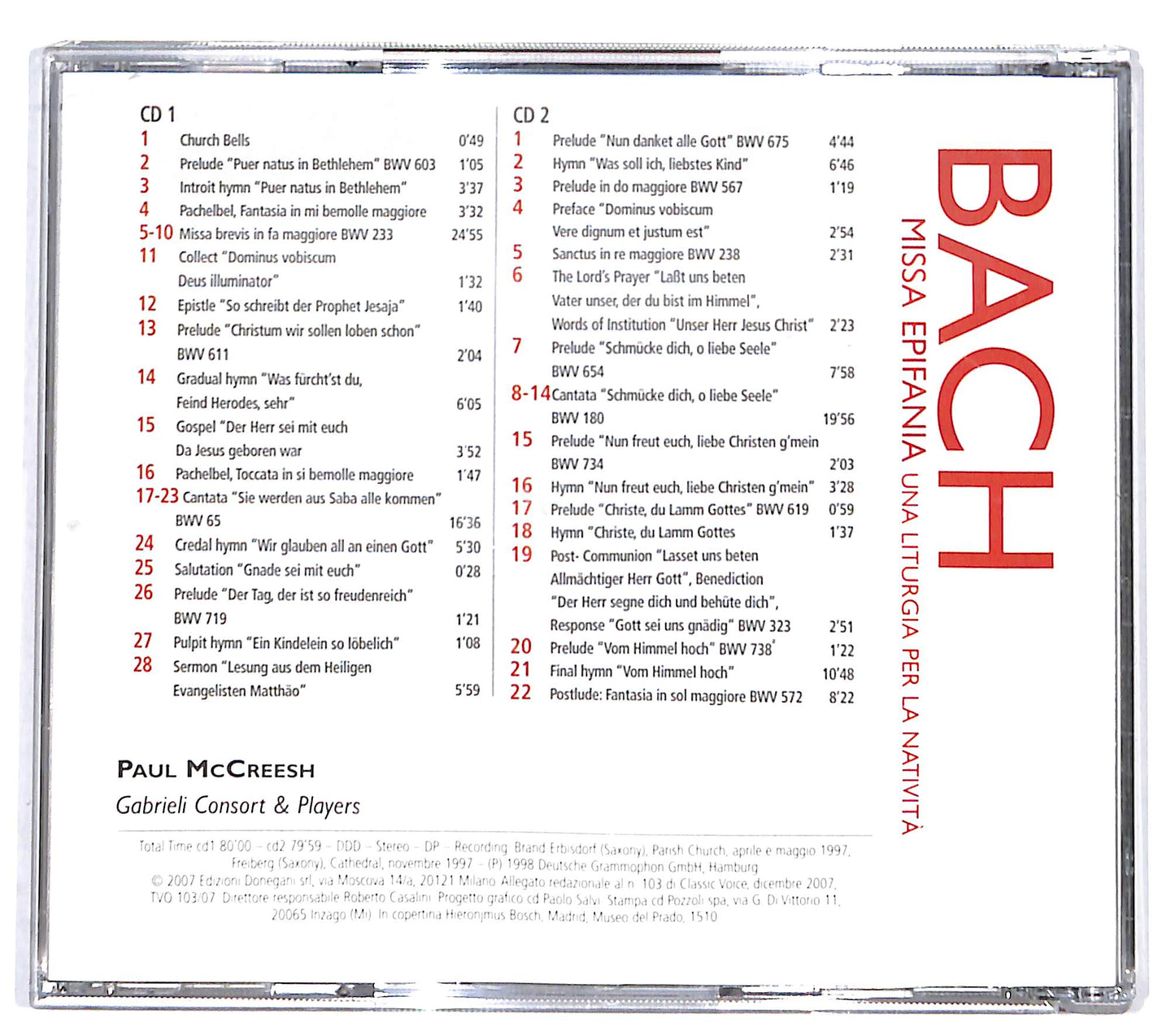 EBOND Bach - Missa Epifania - Paul McCreesh CD CD132138