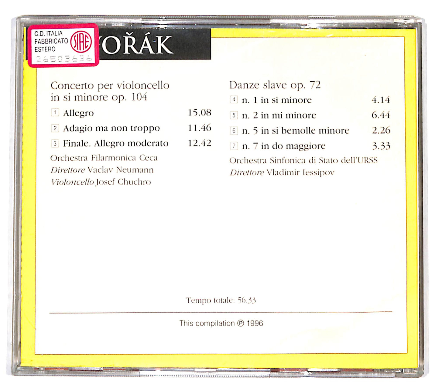 EBOND Dvořak - Concerto Per Violoncello op.104 Danze Slave op.72 CD CD132140
