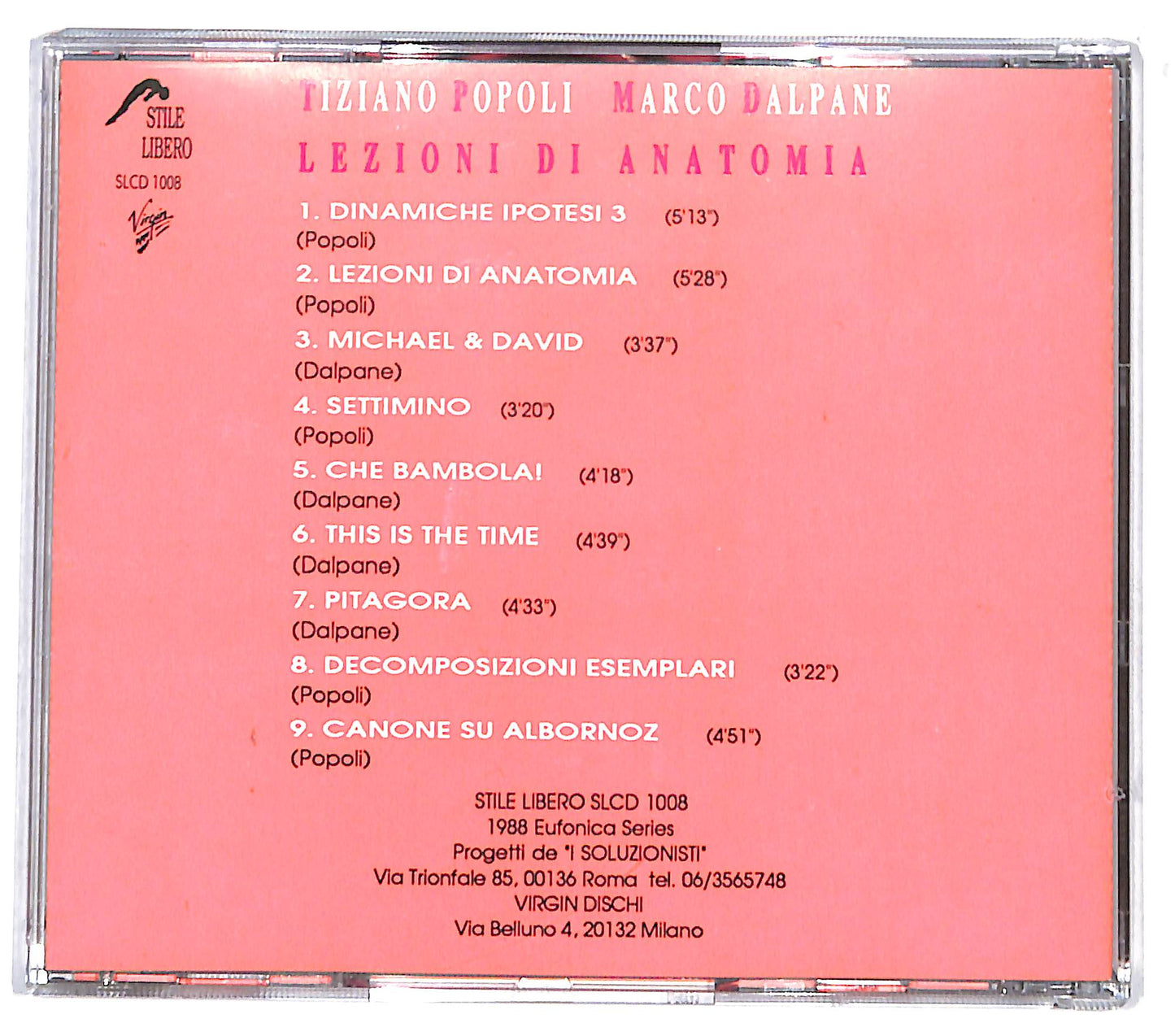 EBOND Tiziano Popoli Marco Dalpane - Lezioni Di Anatomia CD CD132445