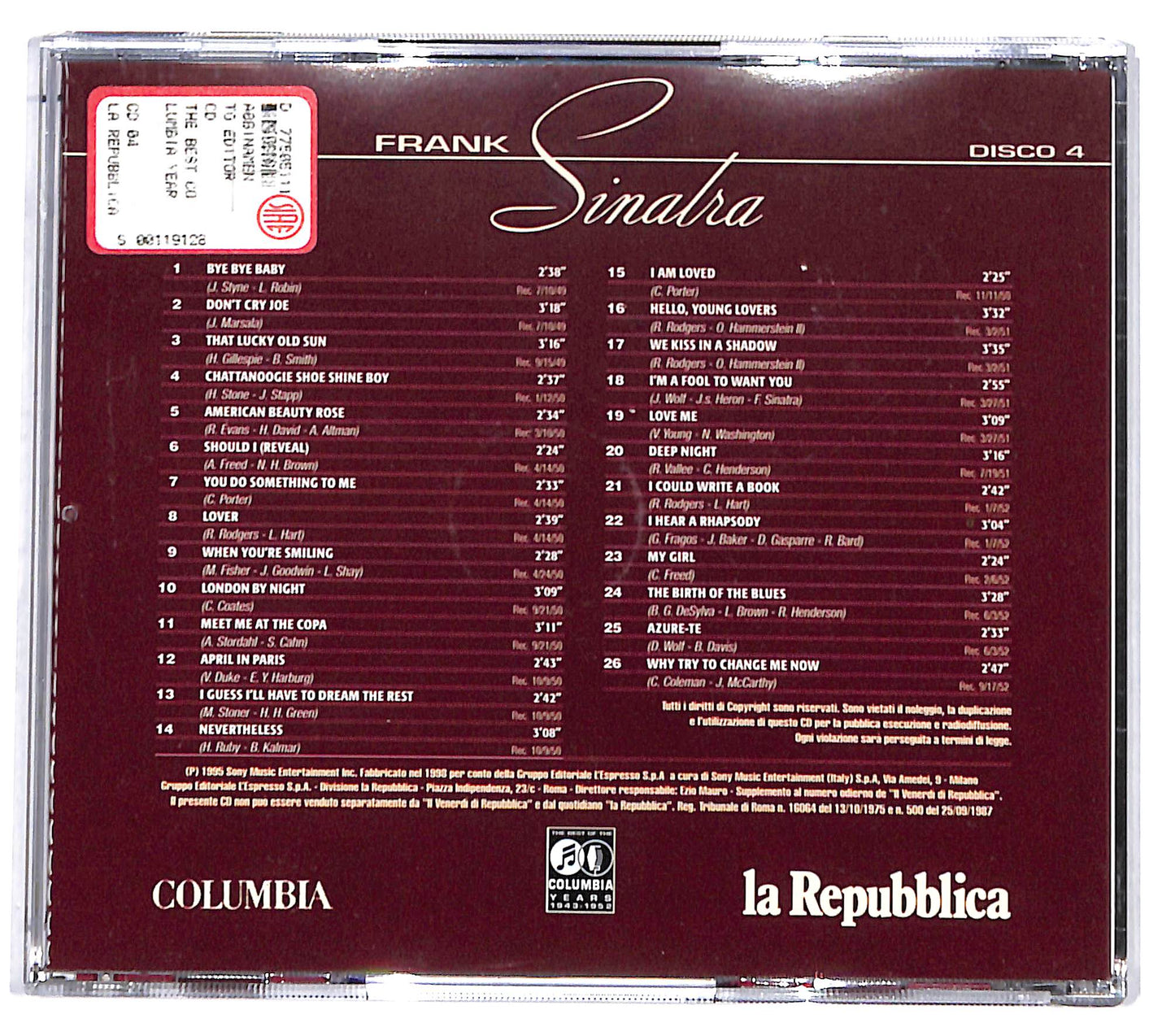 EBOND Frank Sinatra - Frank Sinatra - Disco 4 CD CD132633