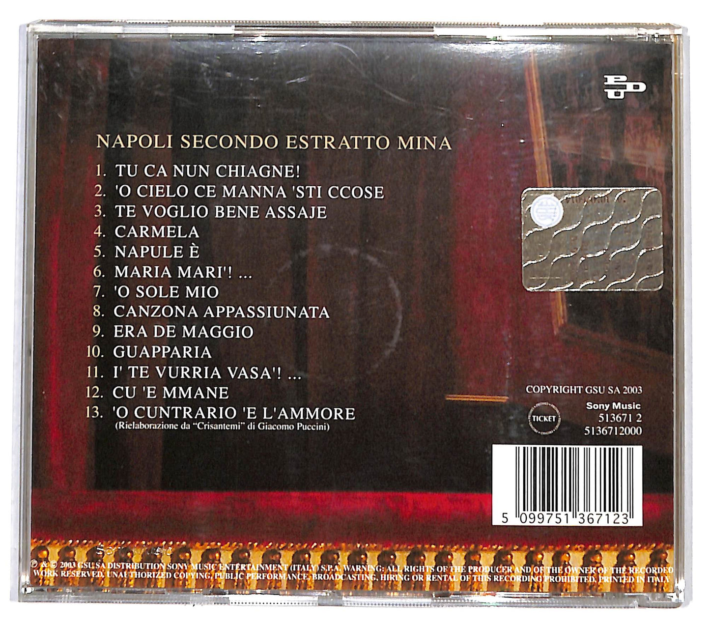 EBOND Mina - Napoli Secondo Estratto ALBUM JEWEL CASE CD CD132745