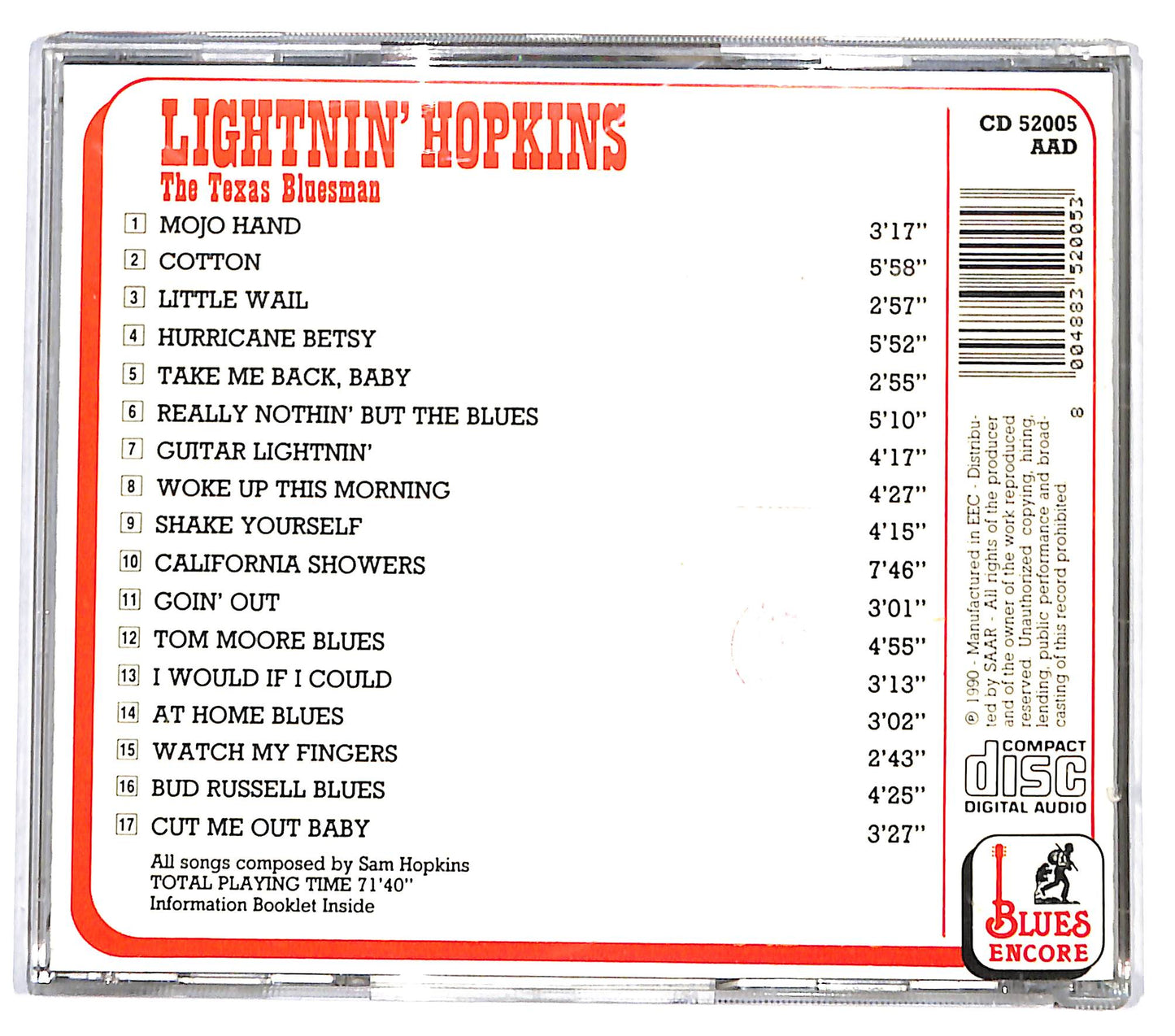 EBOND Lightnin' Hopkins - The Texas Bluesman CD CD132756