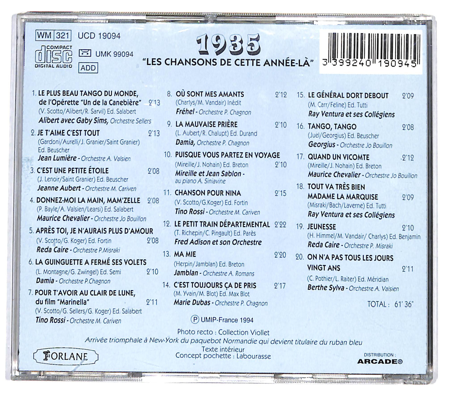 EBOND Various - Les Chansons De Cette Annee-La 1935 CD CD132837