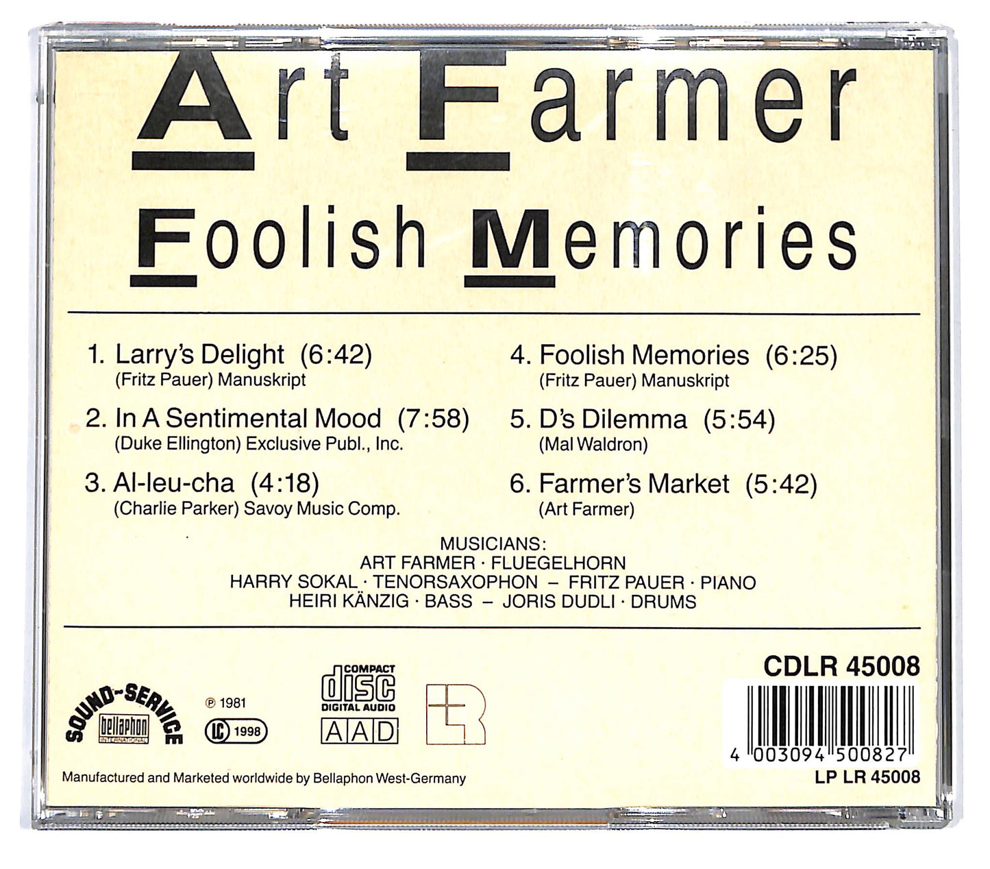 EBOND Art Farmer - Foolish Memories CD CD133032