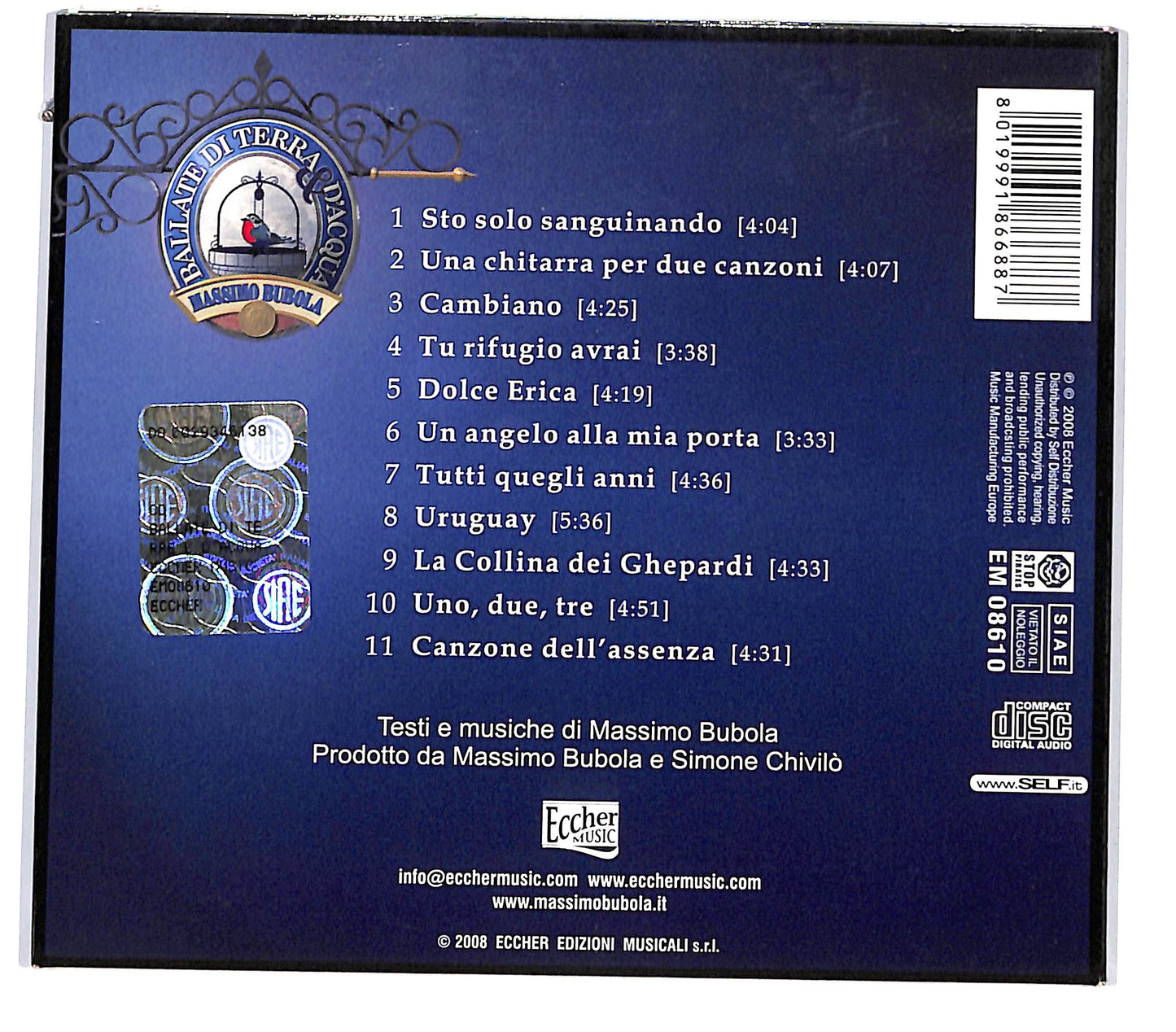 EBOND Massimo Bubola - Ballate Di Terra E D'Acqua CD CD133064