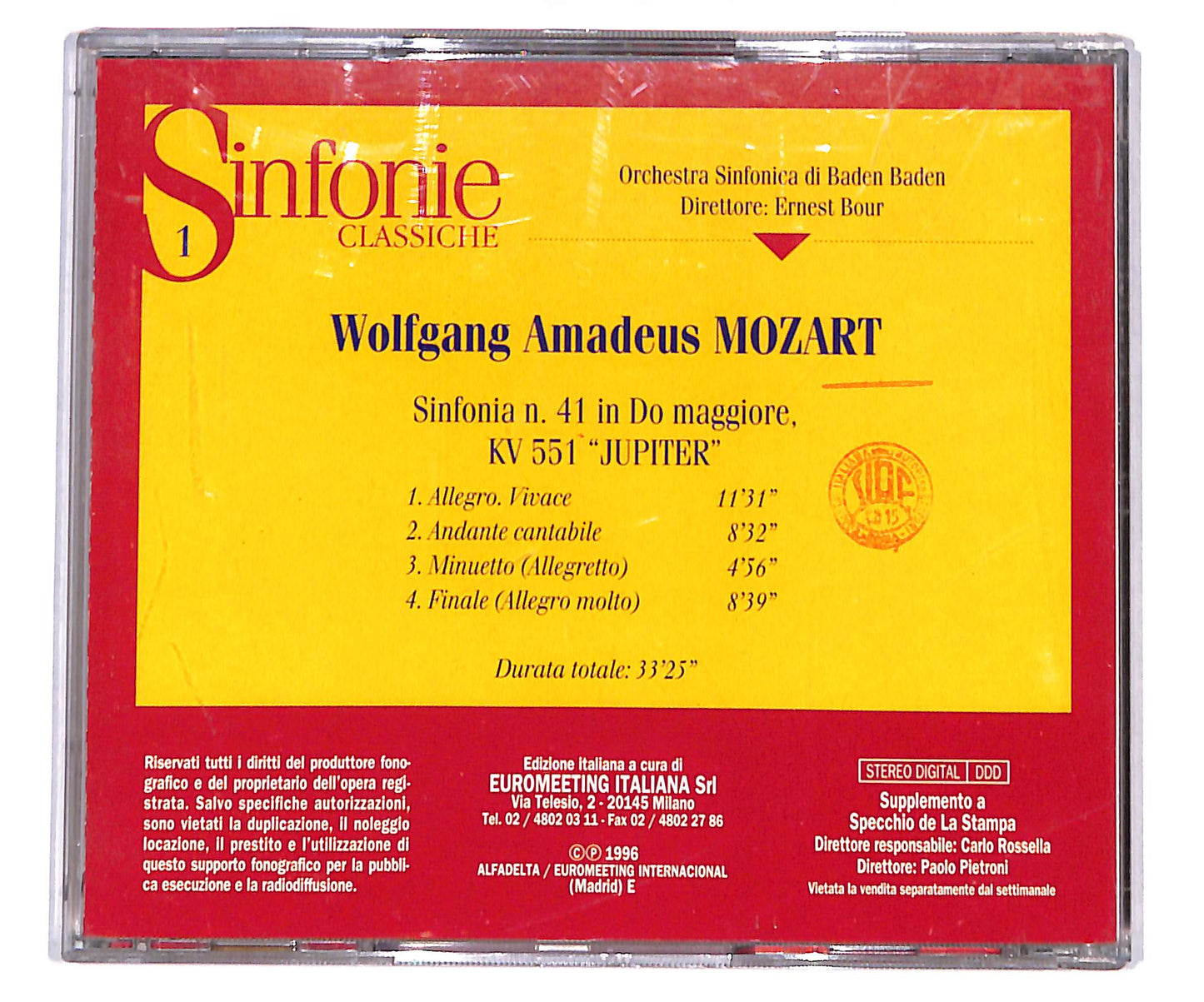 EBOND Mozart - Sinfonia N° 41 In Do Maggiore KV 551 'Jupiter' CD CD133259