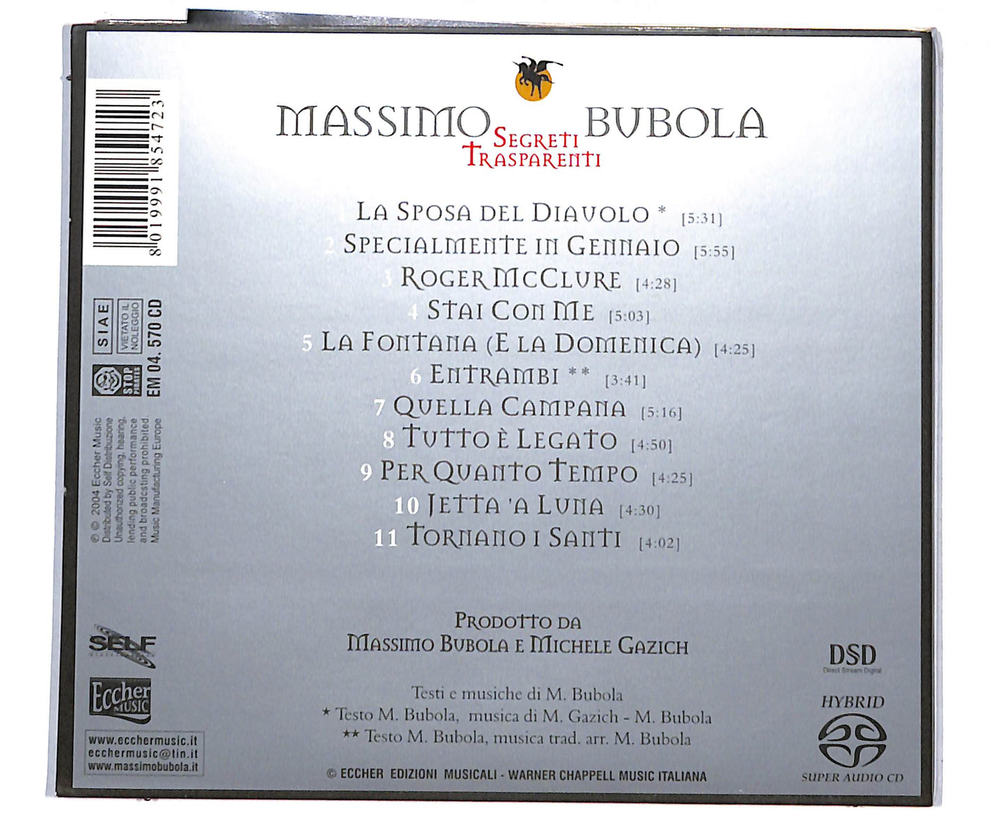 EBOND Massimo Bubola - Segreti Trasparenti DIGIPACK CD CD133347