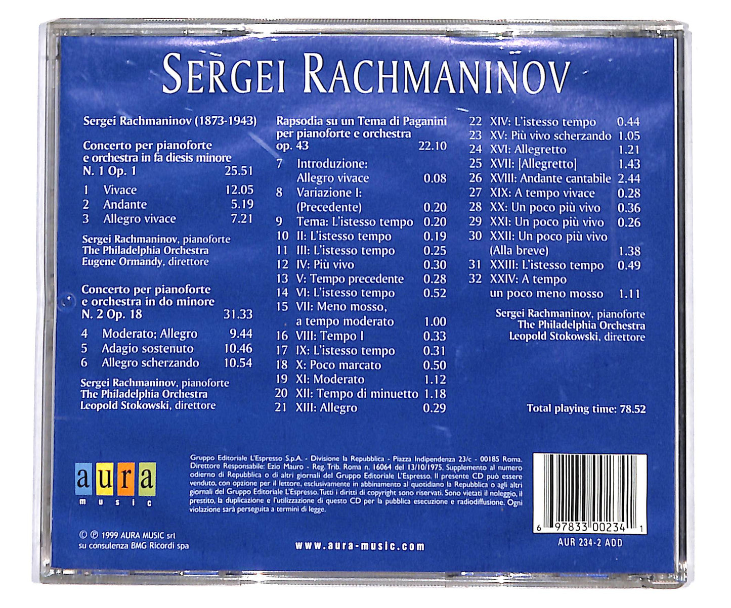 EBOND Rachmaninov -Concerti 1&2 Rapsodia Su Un Tema Di Paganini CD CD133627