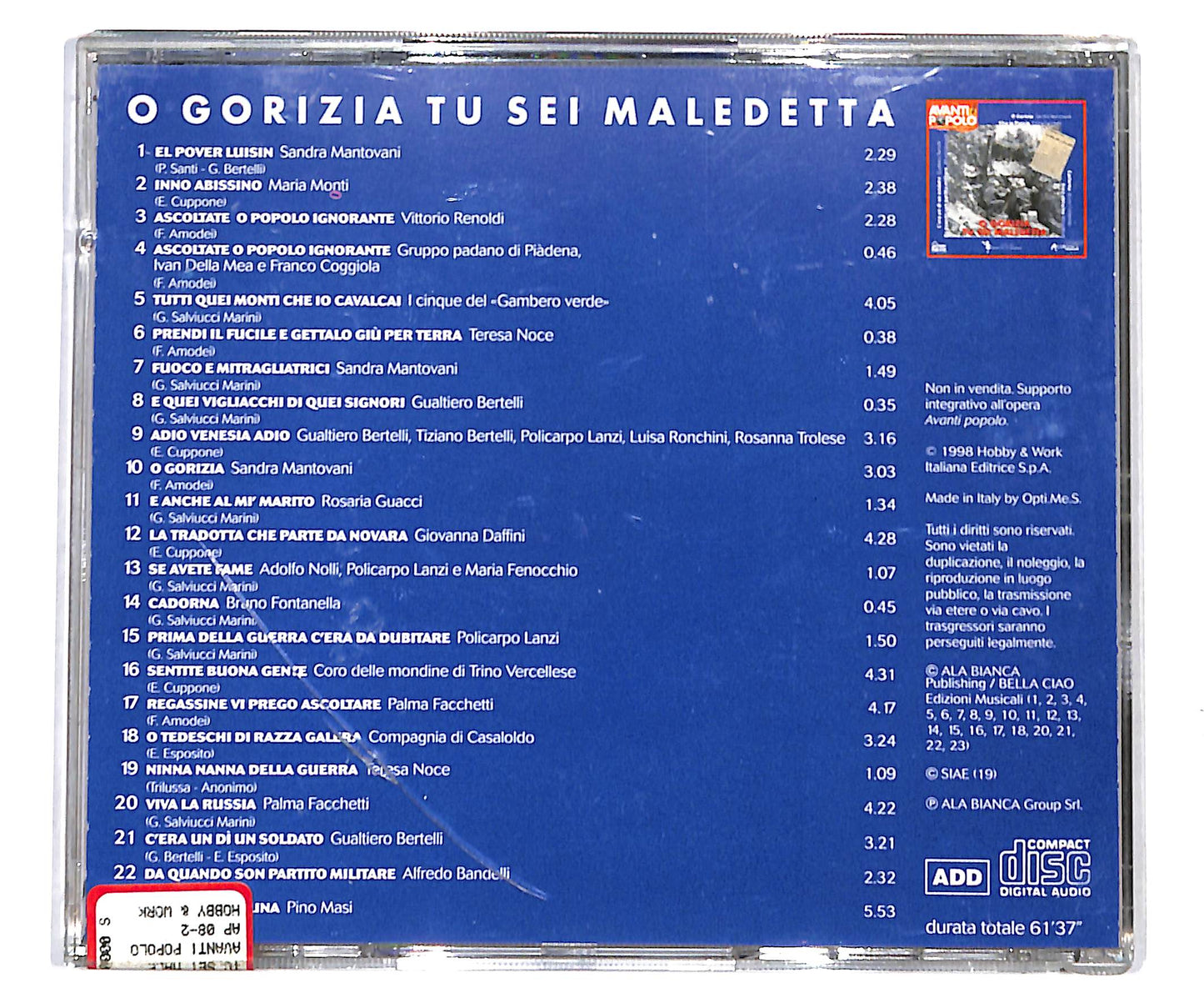 EBOND Various - Avanti Popolo - O Gorizia Tu Sei Maledetta CD CD133710