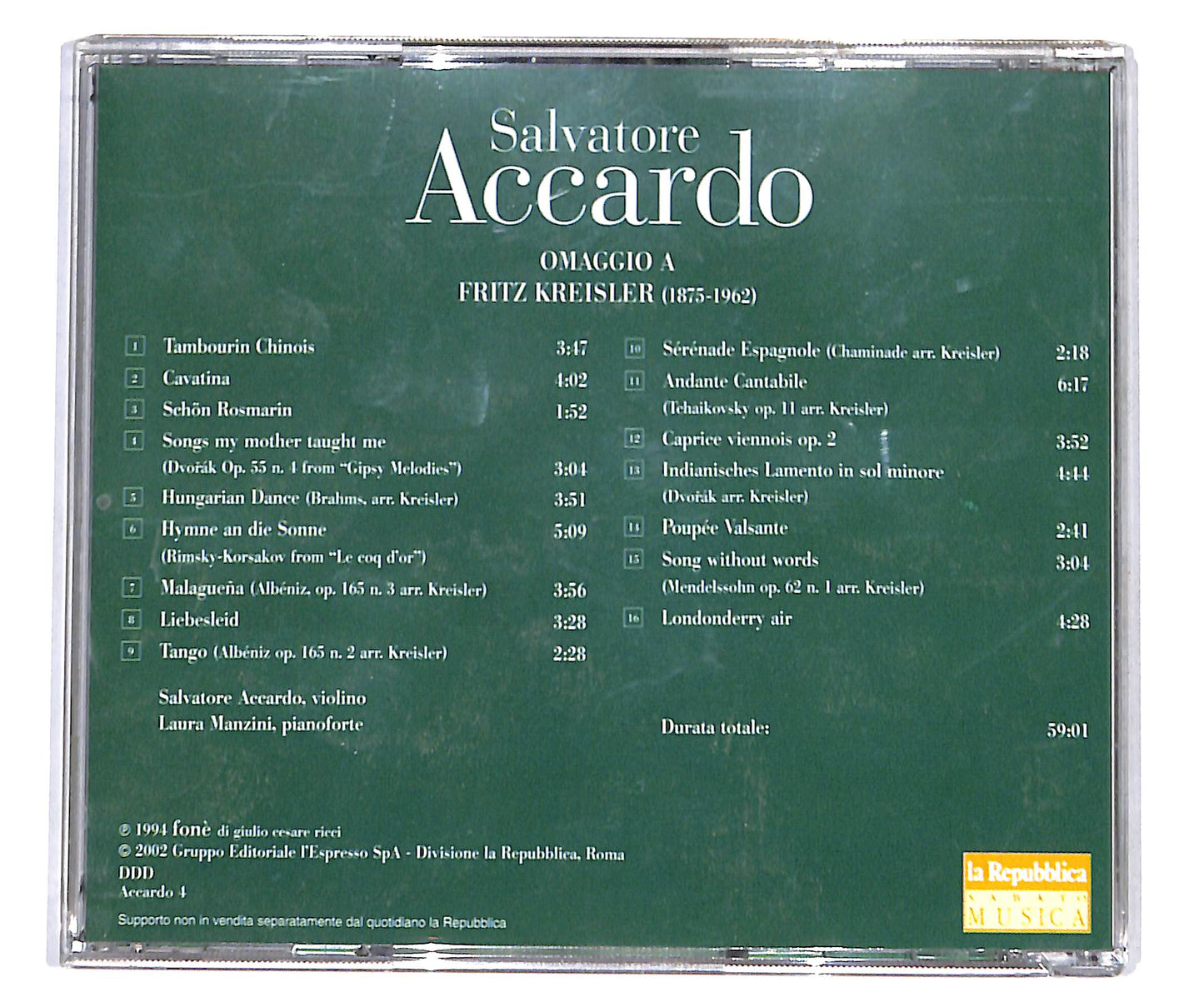 EBOND Salvatore Accardo - Omaggio a Fritz Kreisler CD CD133738