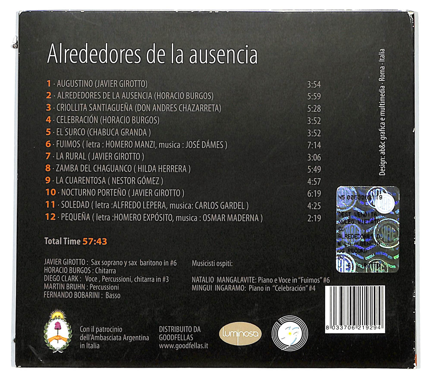 EBOND Javier Girotto - Alrededores De La Ausencia CD CD133864
