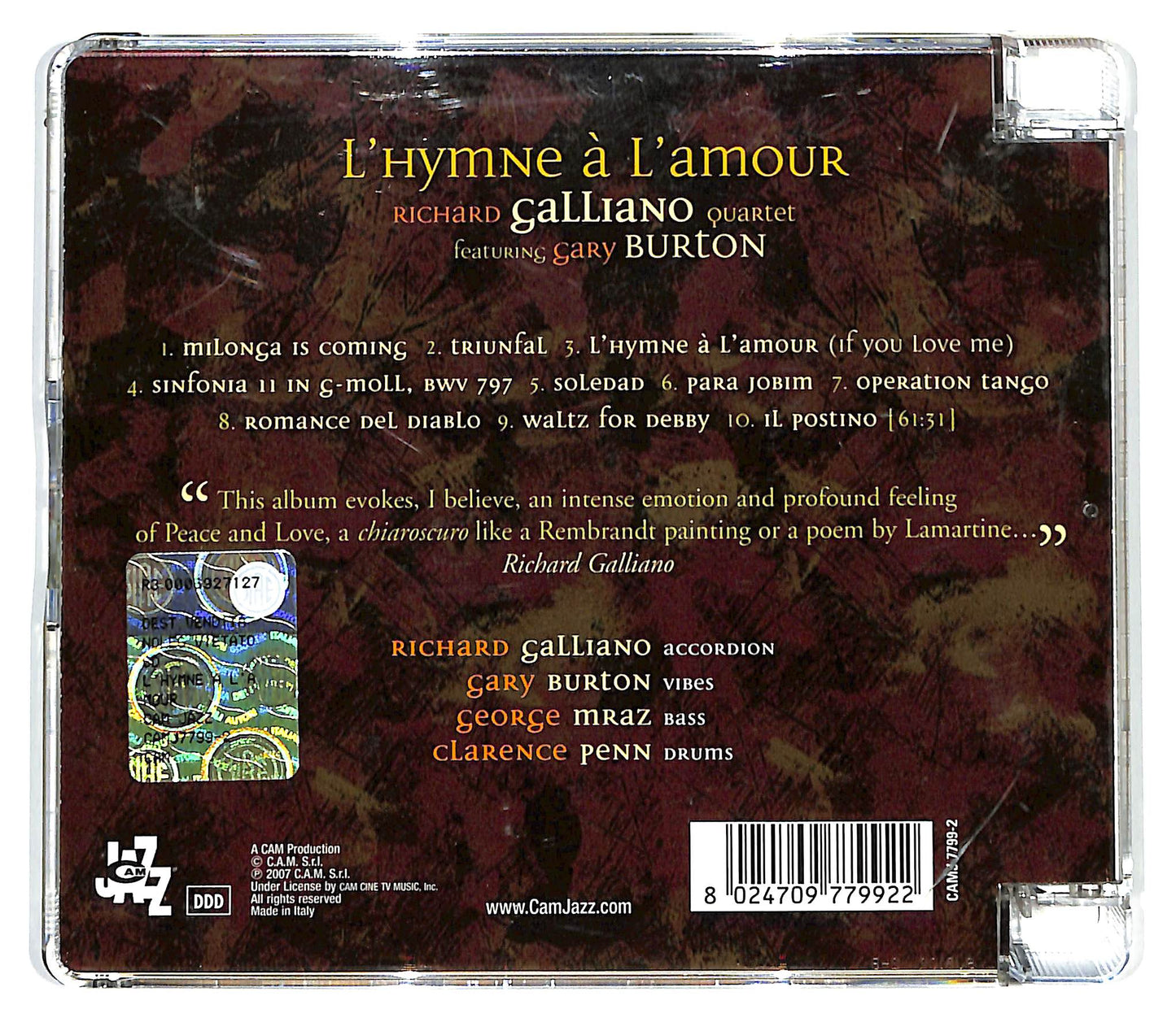 EBOND Richard Galliano - If You Love Me (L'Hymne A L'Amour) SJB CD CD133865