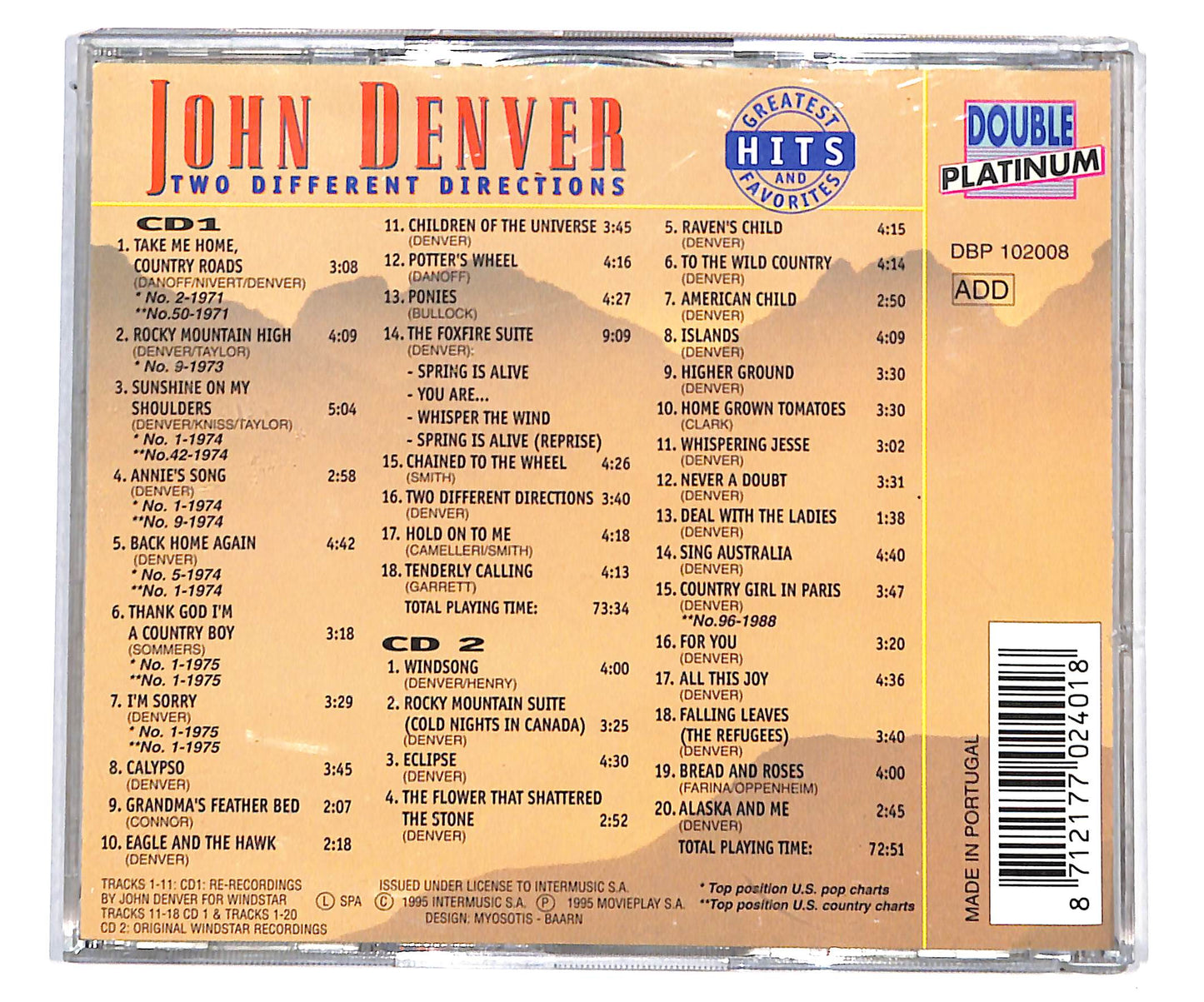 EBOND John Denver - Two Different Directions CD CD134039