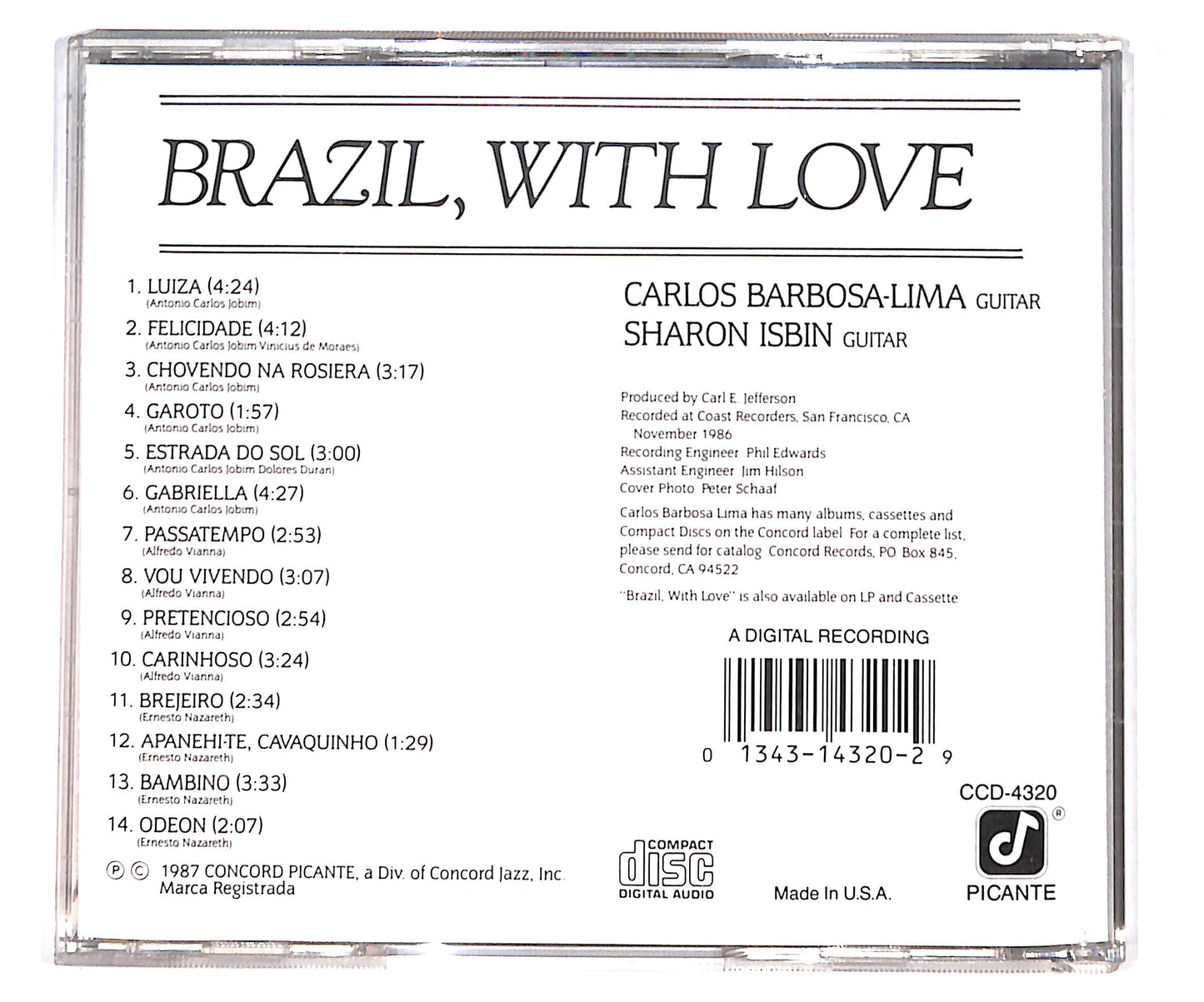 EBOND Carlos Barbosa-Lima And Sharon Isbin - Brazil With Love CD CD134708