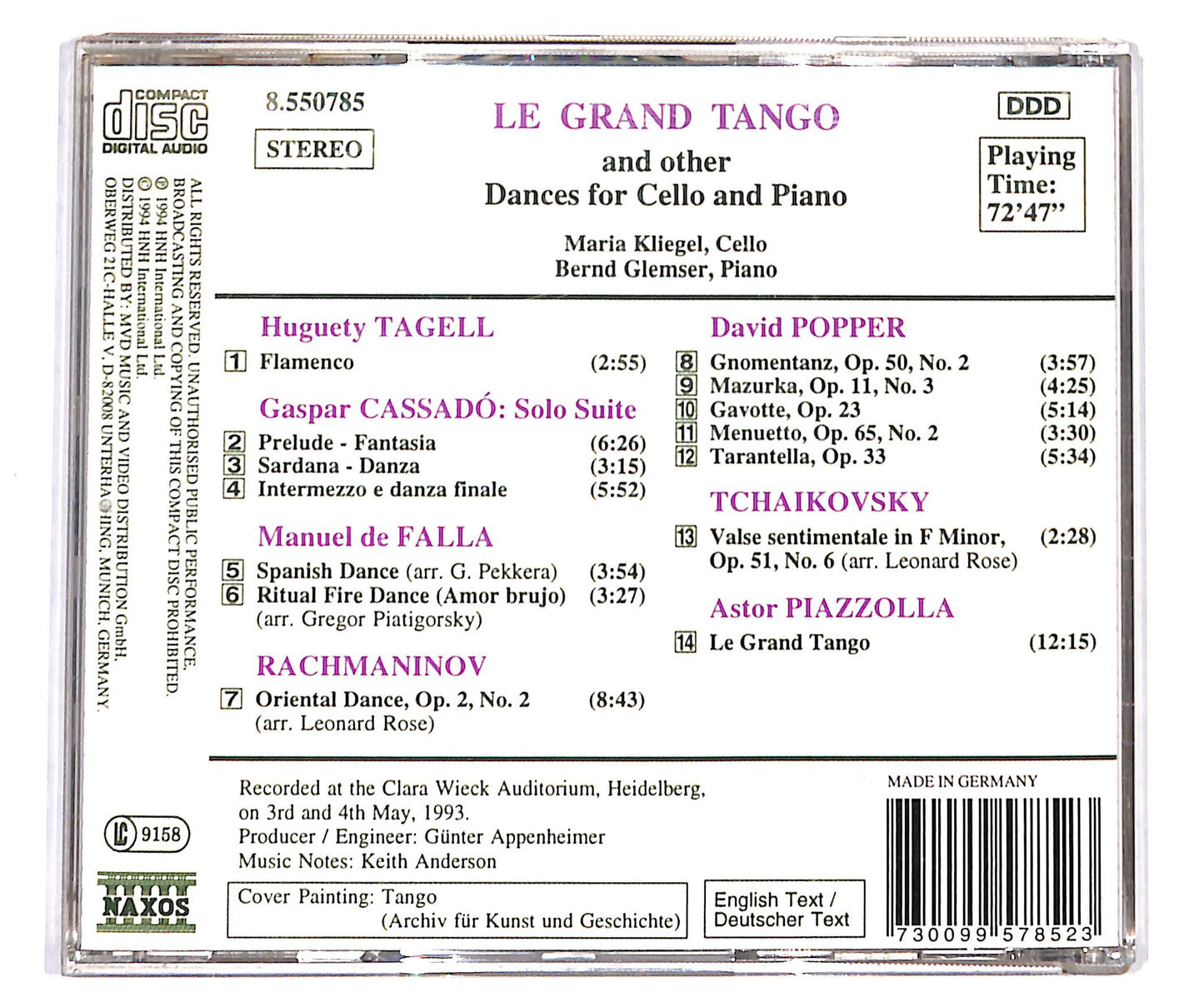 EBOND Kliegel, Glemser - Le Grand Tango And Other Dances For Cello CD CD134850