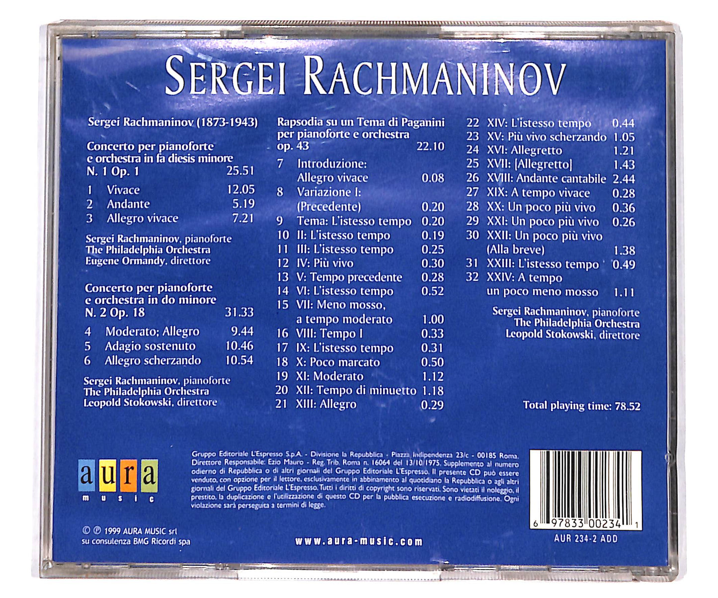 EBOND Rachmaninov Concerti 1 & 2, Rapsodia Su Un Tema Di Paganini CD CD134868