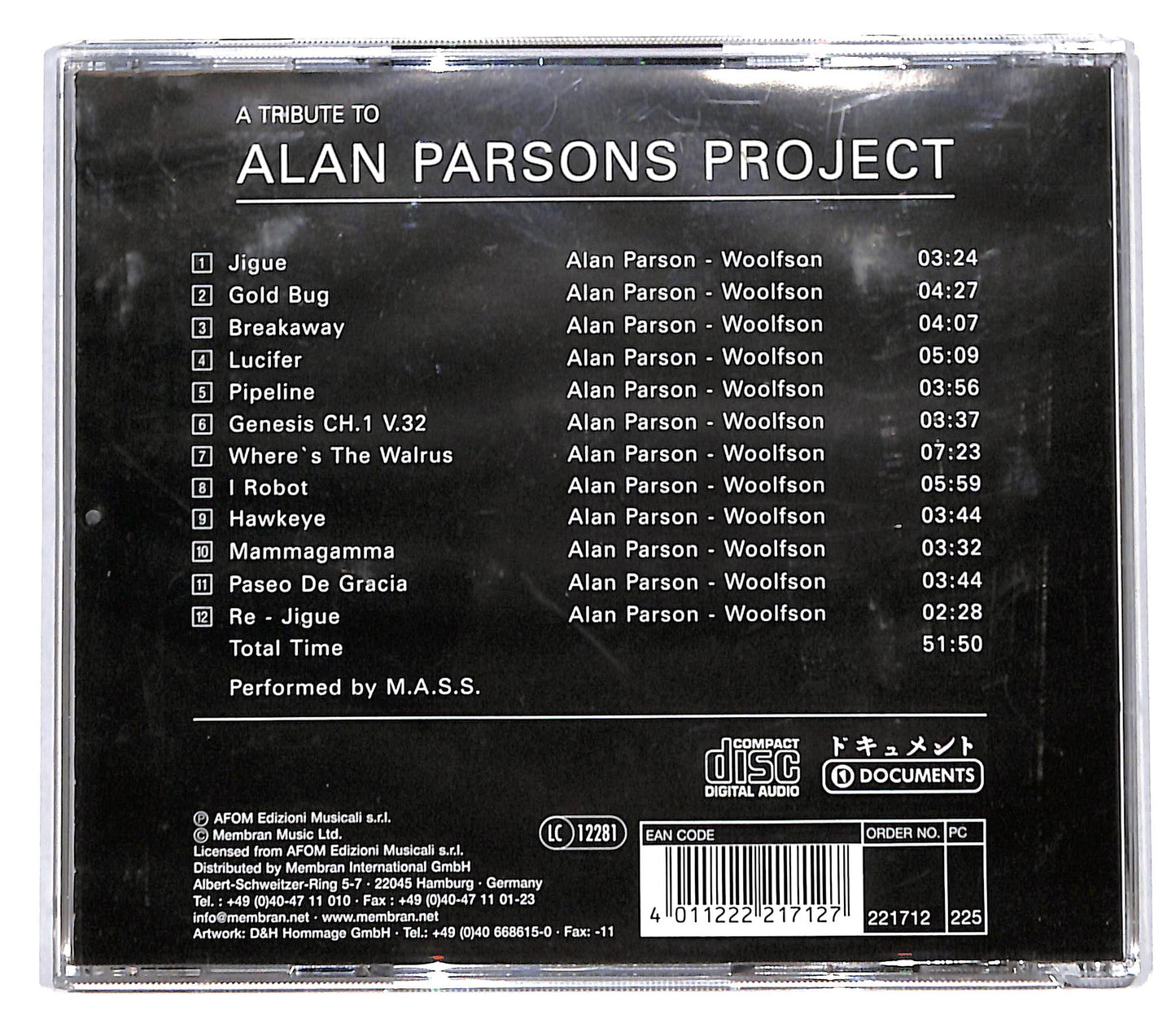 EBOND M.A.S.S. - A Tribute To Alan Parsons Project CD CD136111