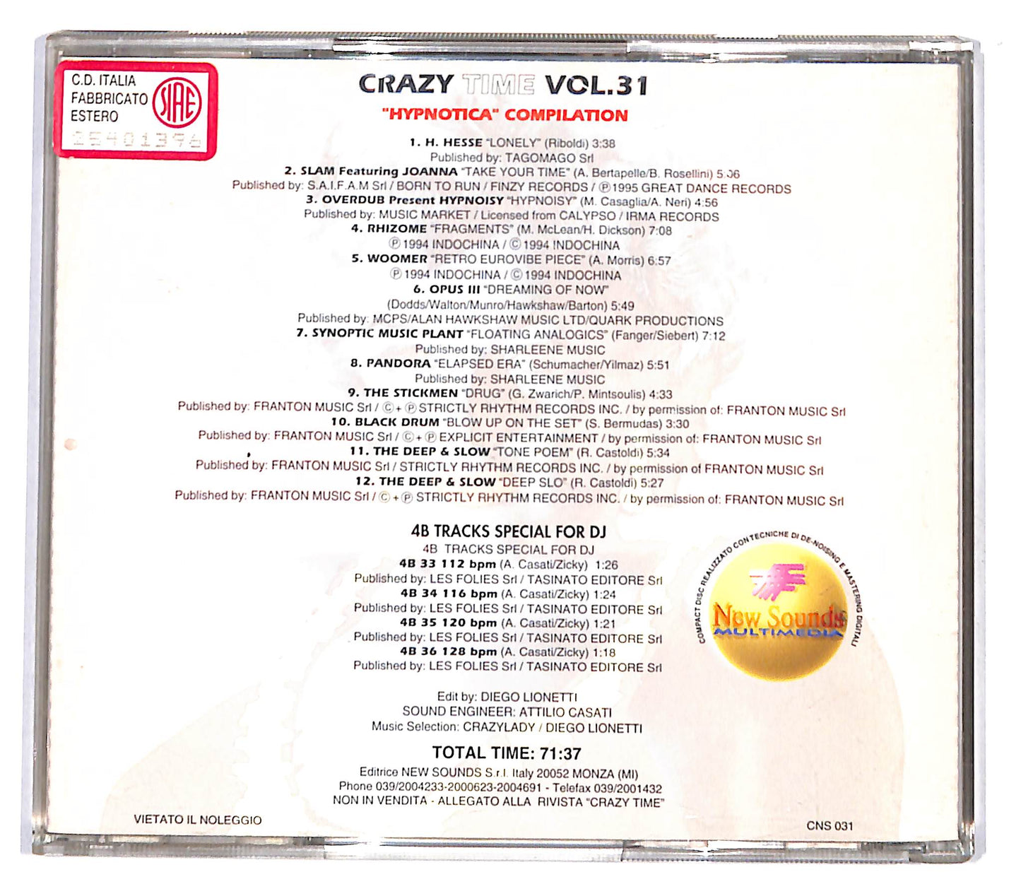EBOND Various - Crazy! Time Vol.31 - Hypnotica Compilation CD CD136216