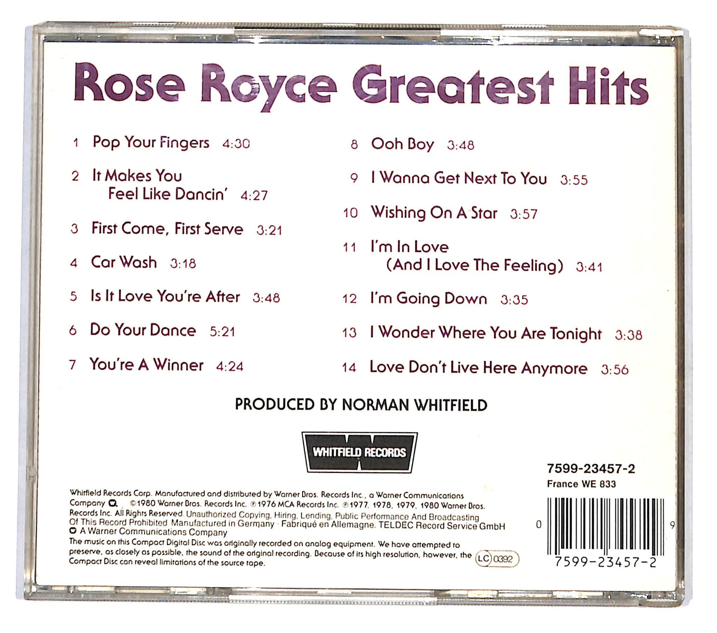 EBOND Rose Royce - Greatest Hits CD CD136908