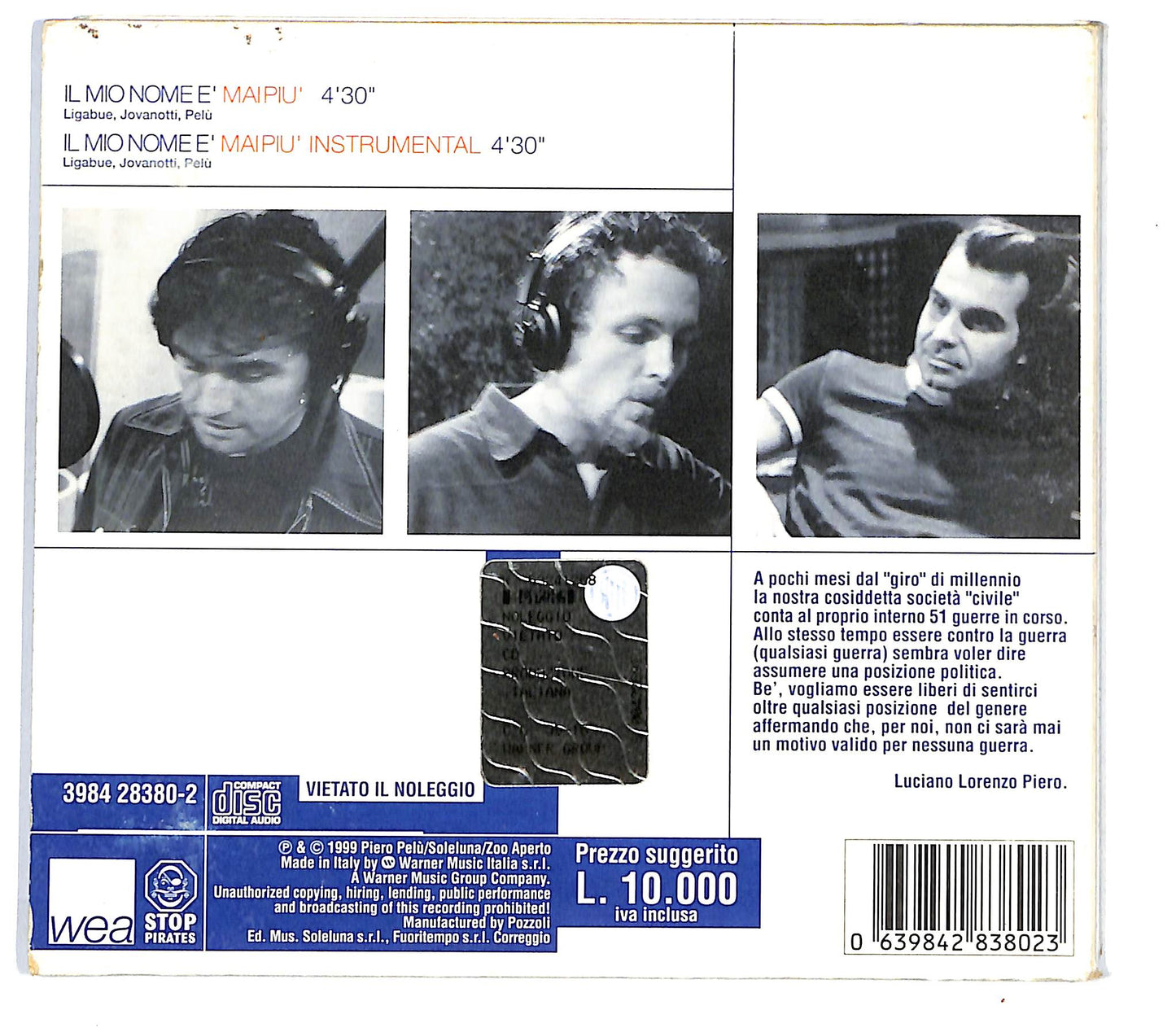EBOND Ligajovapelu - Il Mio Nome E Mai Piu DIGIPACK CD CD137236