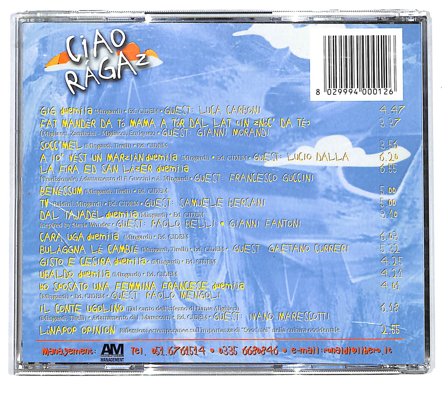 EBOND Andrea Mingardi - Ciao Ragaz - Live In Dialetto CD CD137243