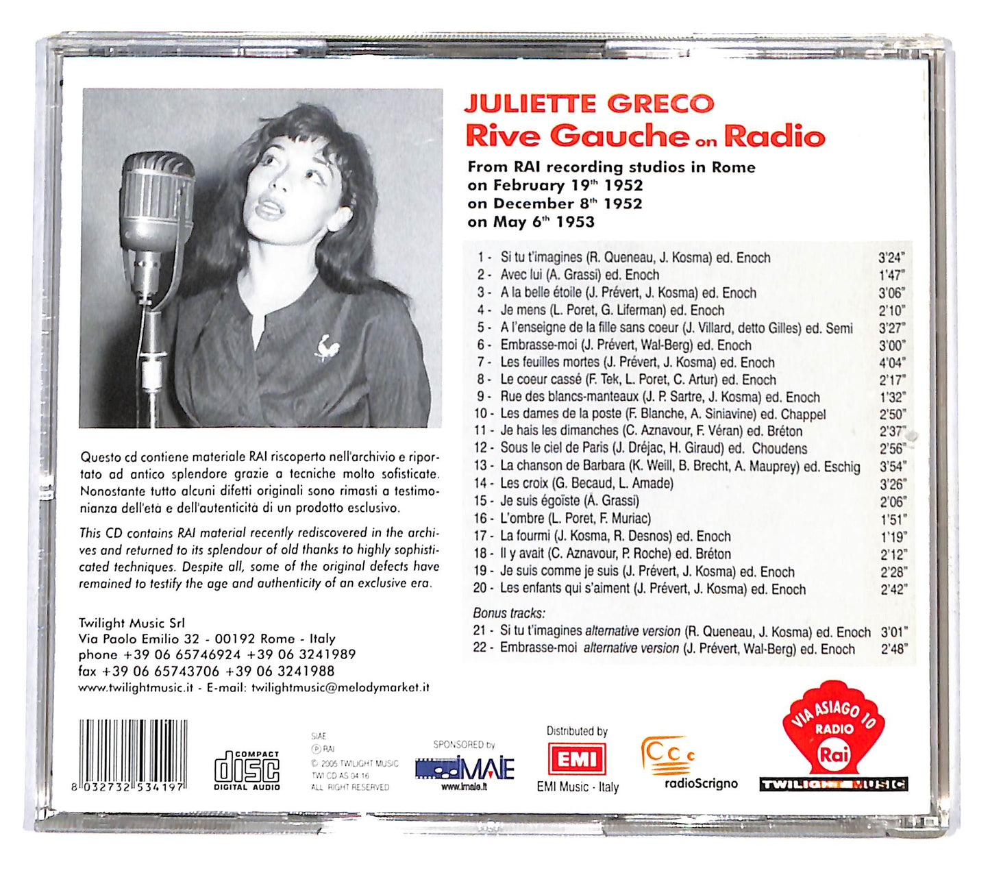 EBOND Juliette Greco - Rive Gauche On Radio CD CD137417