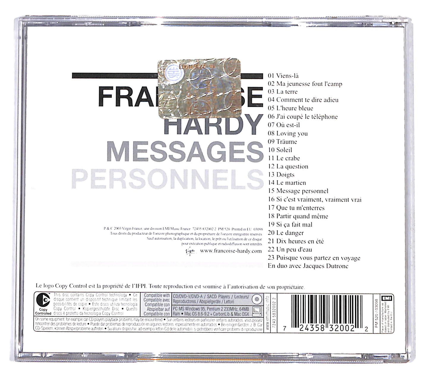 EBOND Francoise Hardy - Messages Personnels CD CD137451