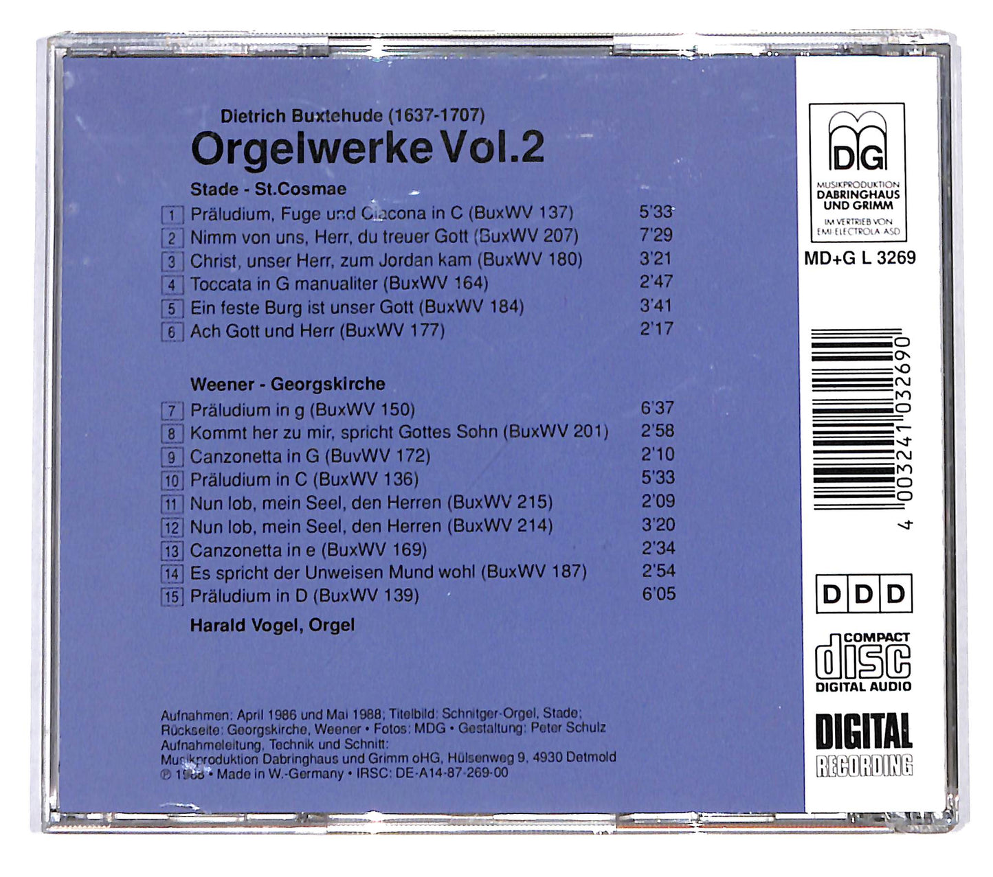 EBOND Dietrich Buxtehude - Harald Vogel - Orgelwerke Vol.2 CD CD137716