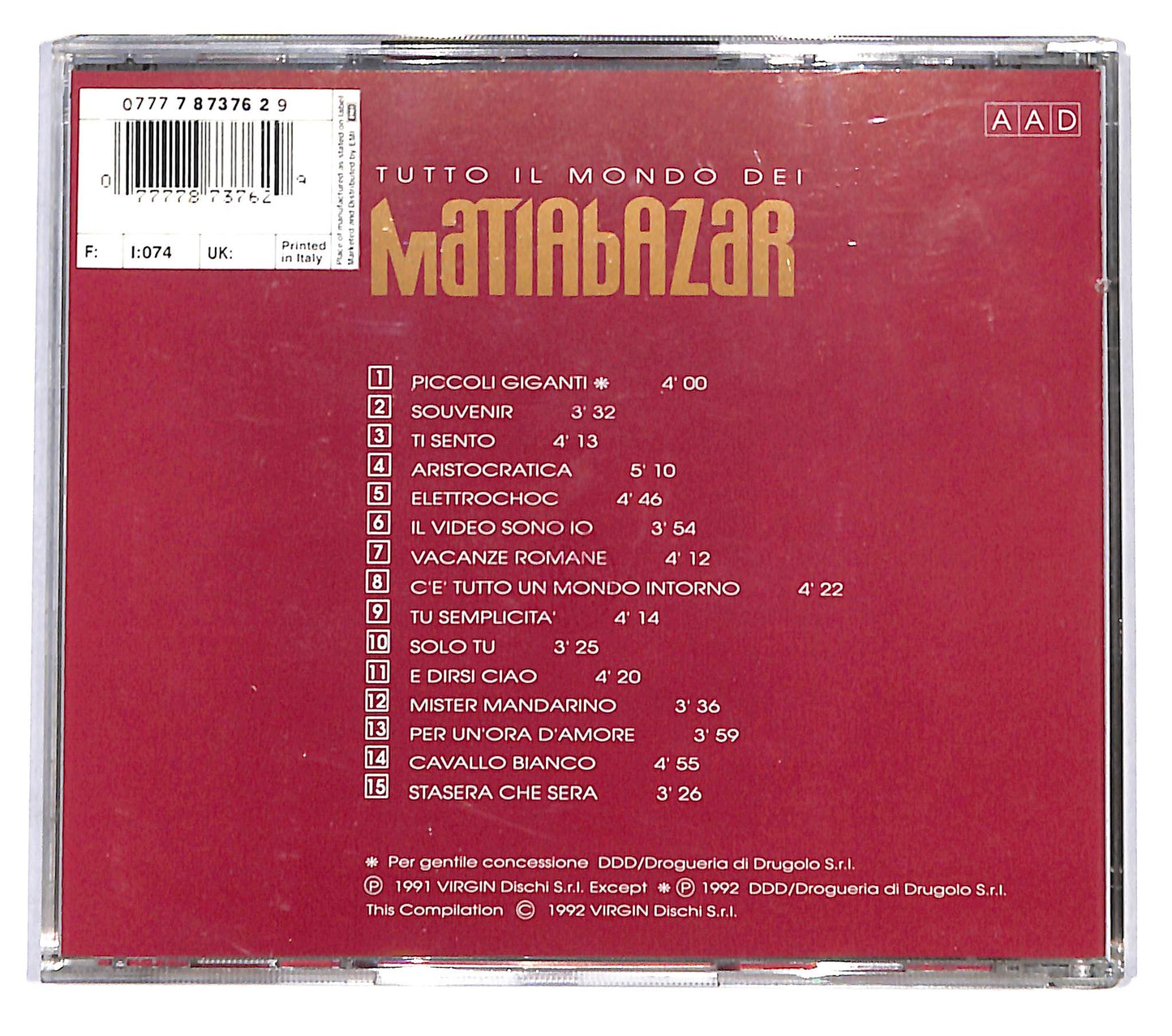 EBOND Matia Bazar - Tutto Il Mondo Dei Matia Bazar CD CD137726