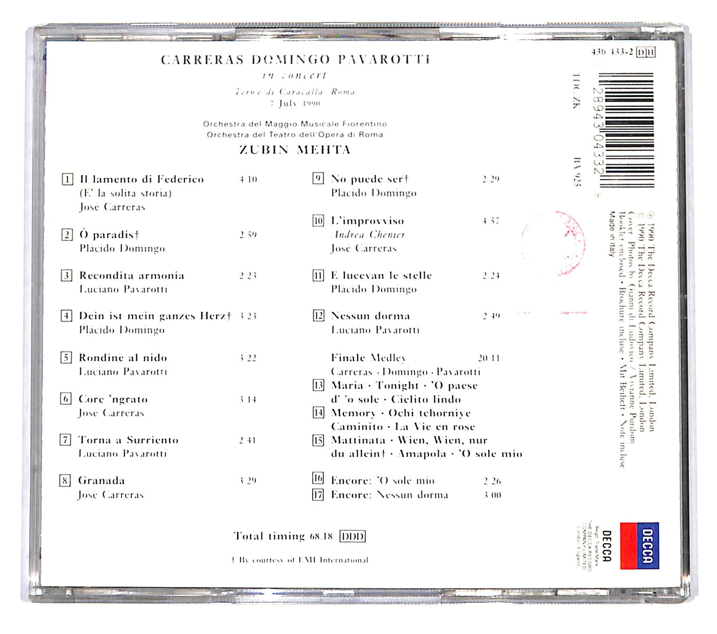 EBOND Carreras, Domingo, Pavarotti, Mehta - In Concert CD CD137729