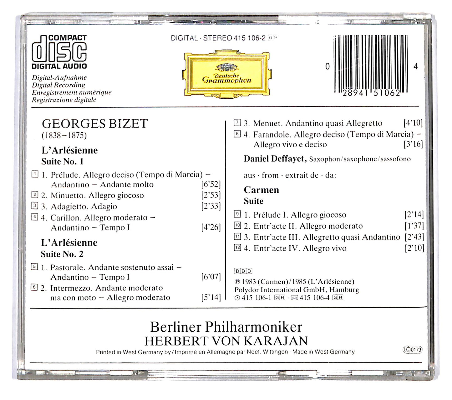 EBOND Bizet Karajan - L'Arlesienne-Suites Nos.1 & 2 CD CD137731