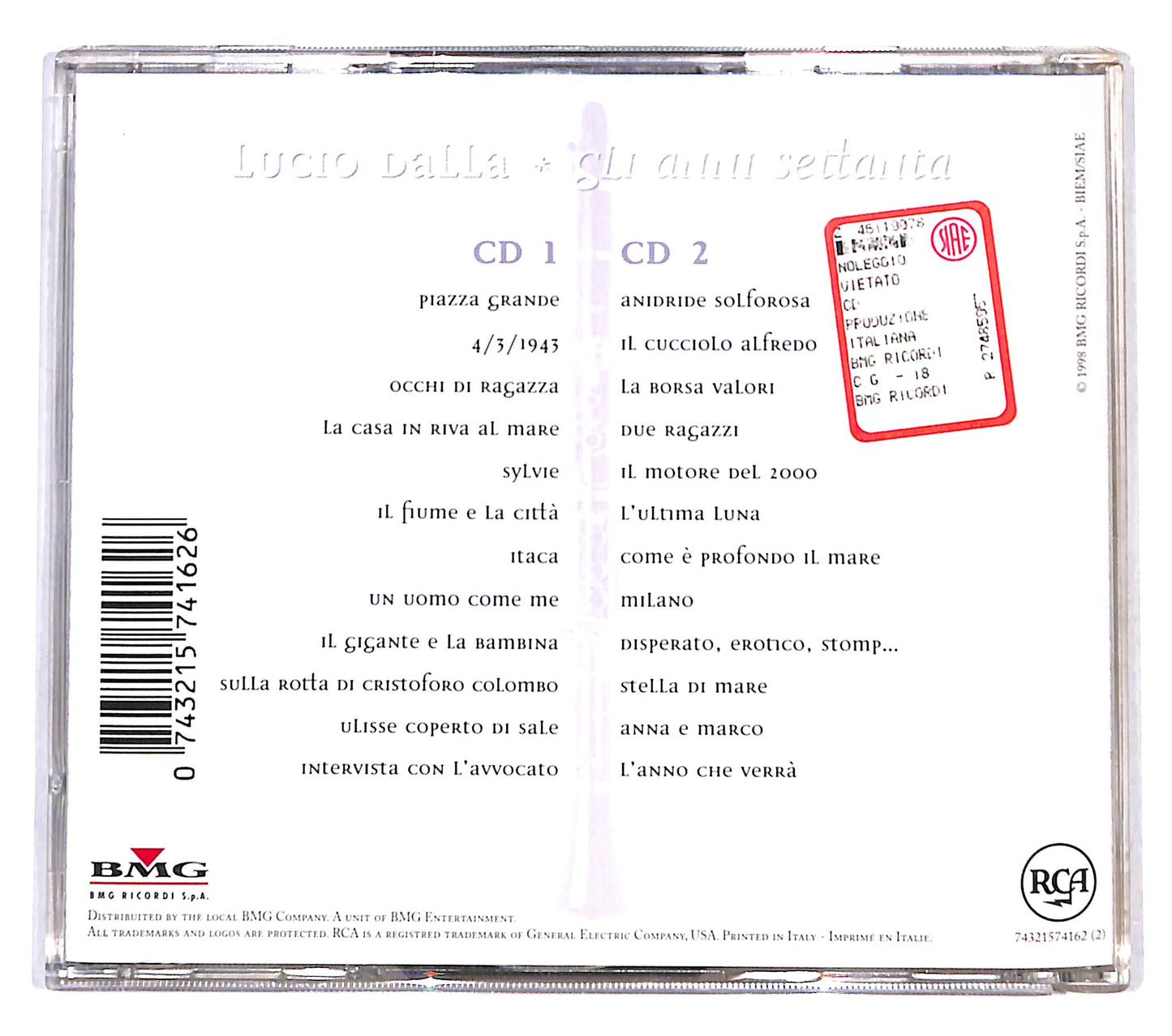EBOND Lucio Dalla - Gli Anni Settanta CD CD138306