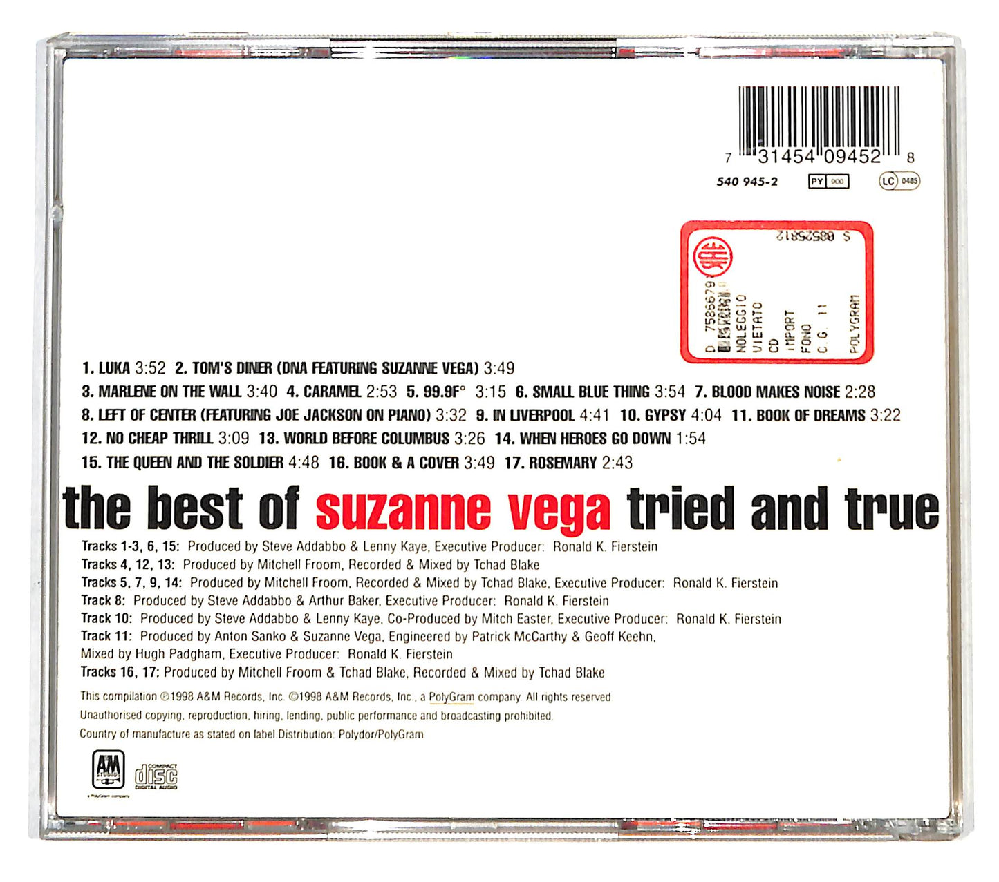 EBOND Suzanne Vega - The Best Of Suzanne Vega: Tried And True CD CD138804