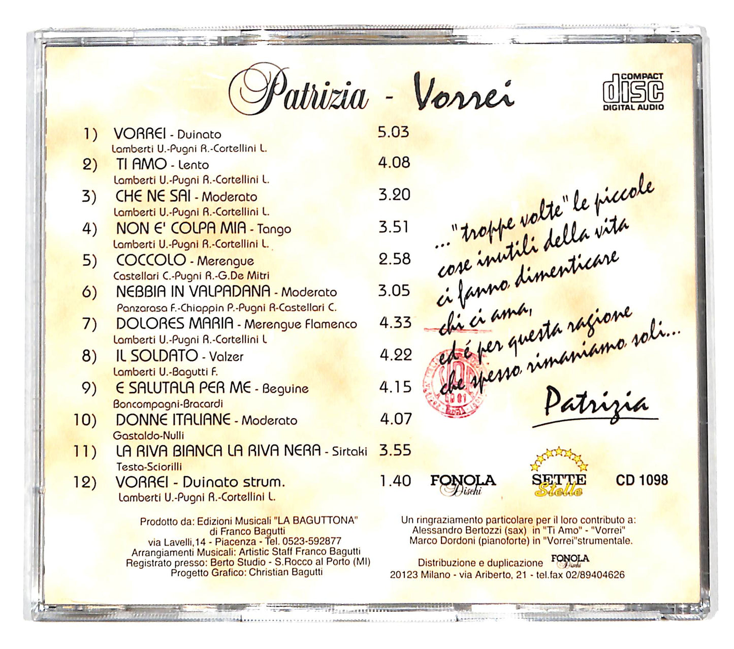 EBOND Patrizia - Vorrei CD CD139117