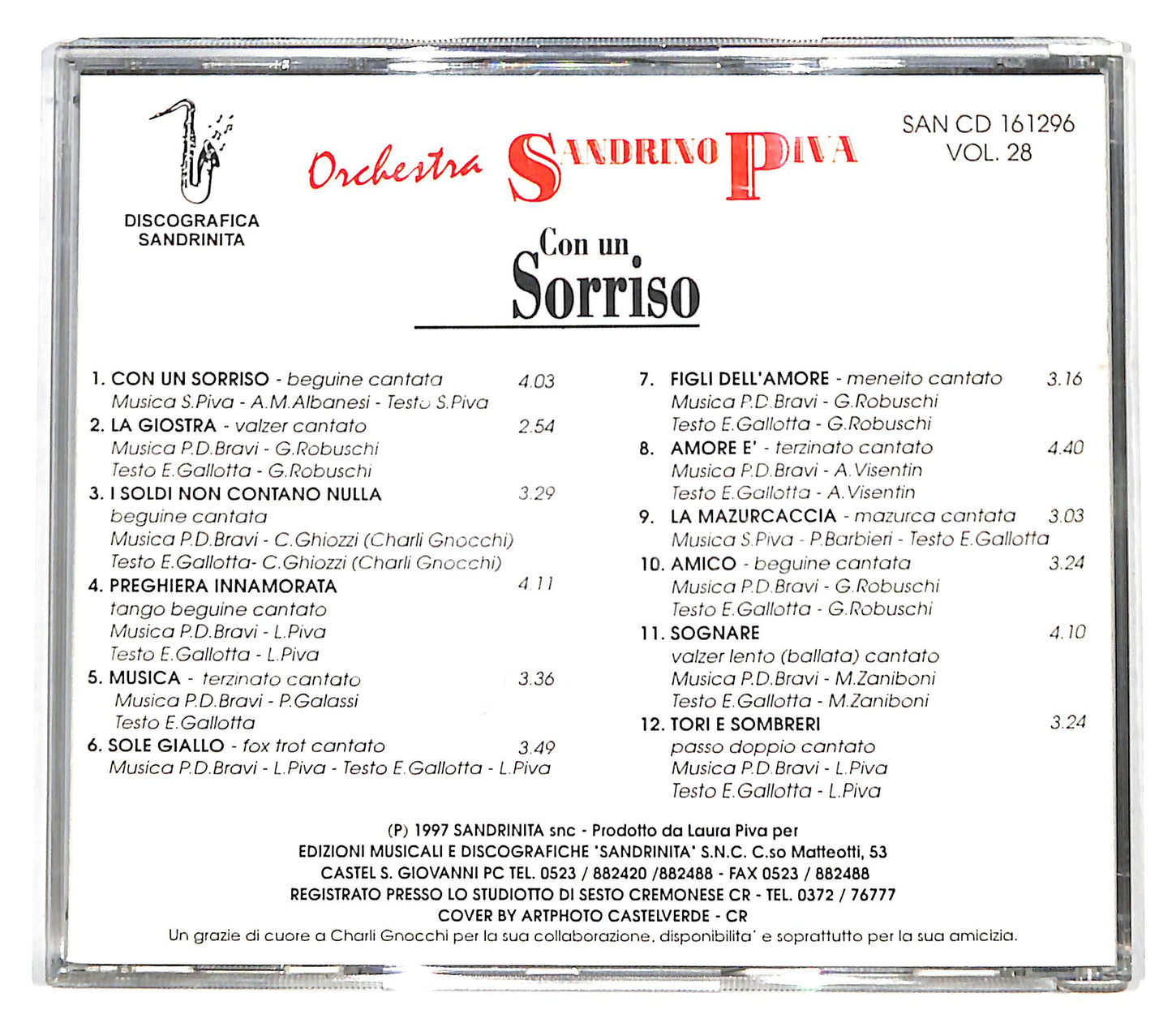 EBOND Orchestra Sandrino Piva - Con Un Sorriso CD CD139122